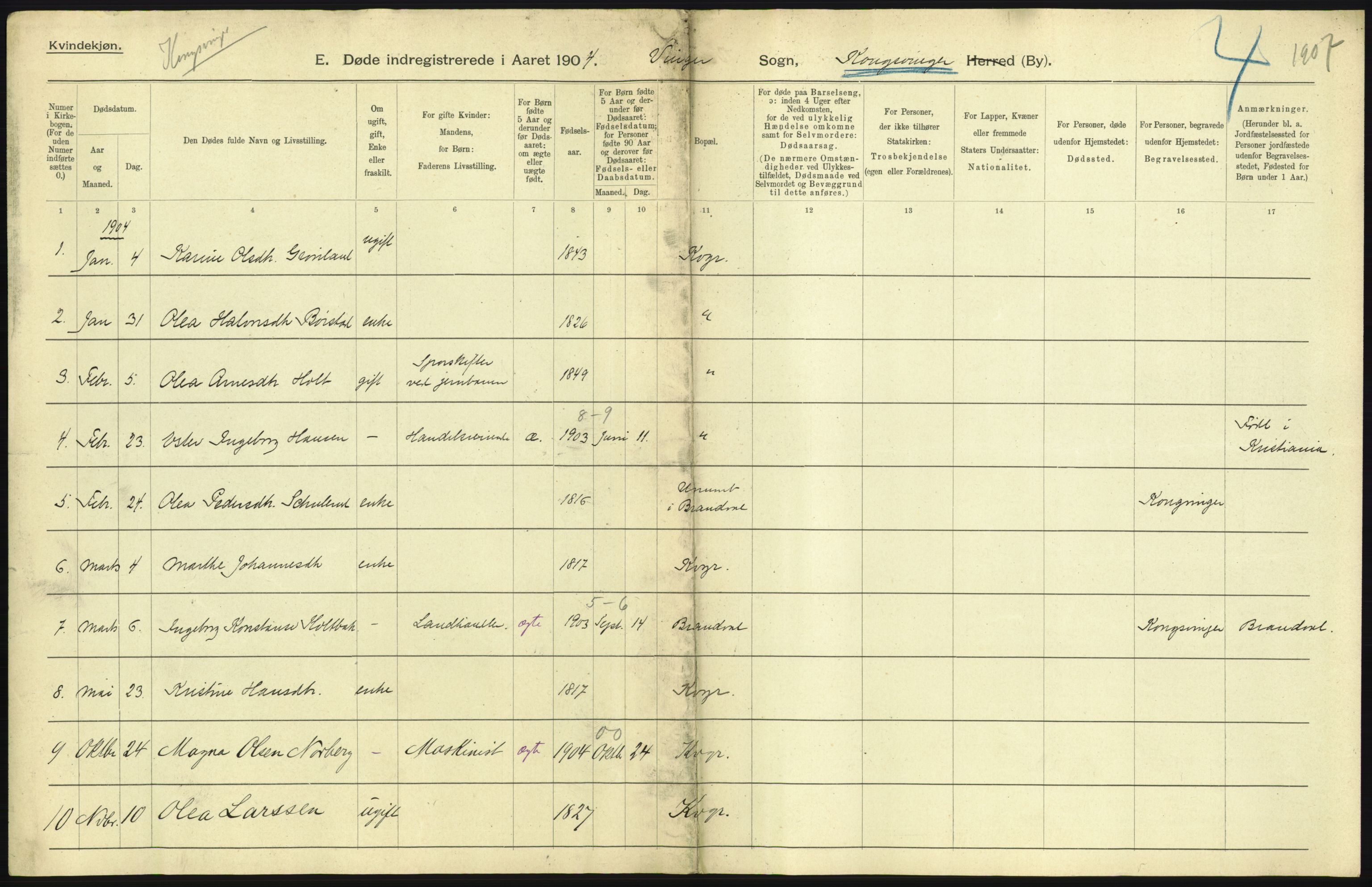 Statistisk sentralbyrå, Sosiodemografiske emner, Befolkning, AV/RA-S-2228/D/Df/Dfa/Dfab/L0005: Hedemarkens amt: Fødte, gifte, døde, 1904, p. 49