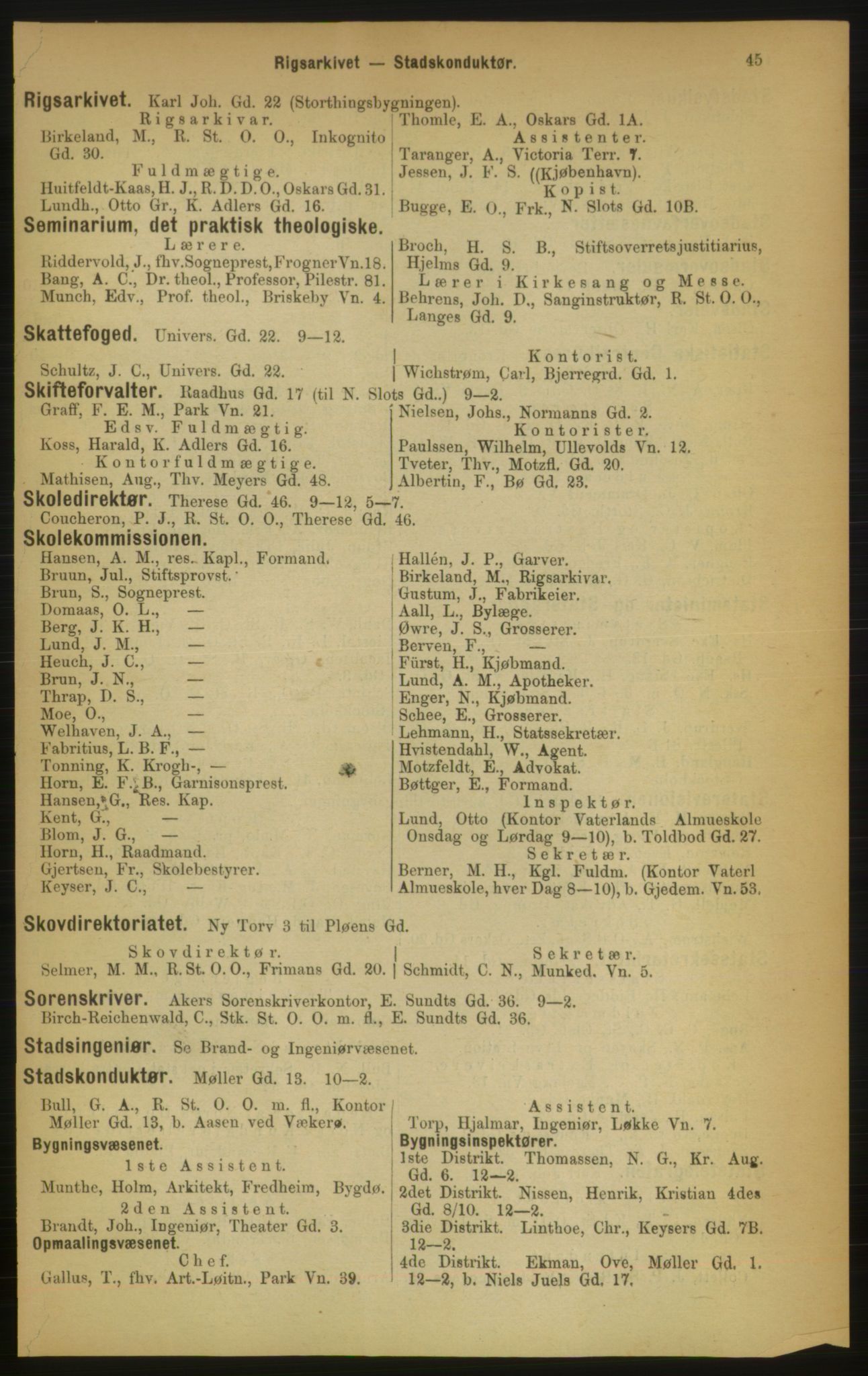 Kristiania/Oslo adressebok, PUBL/-, 1889, p. 45