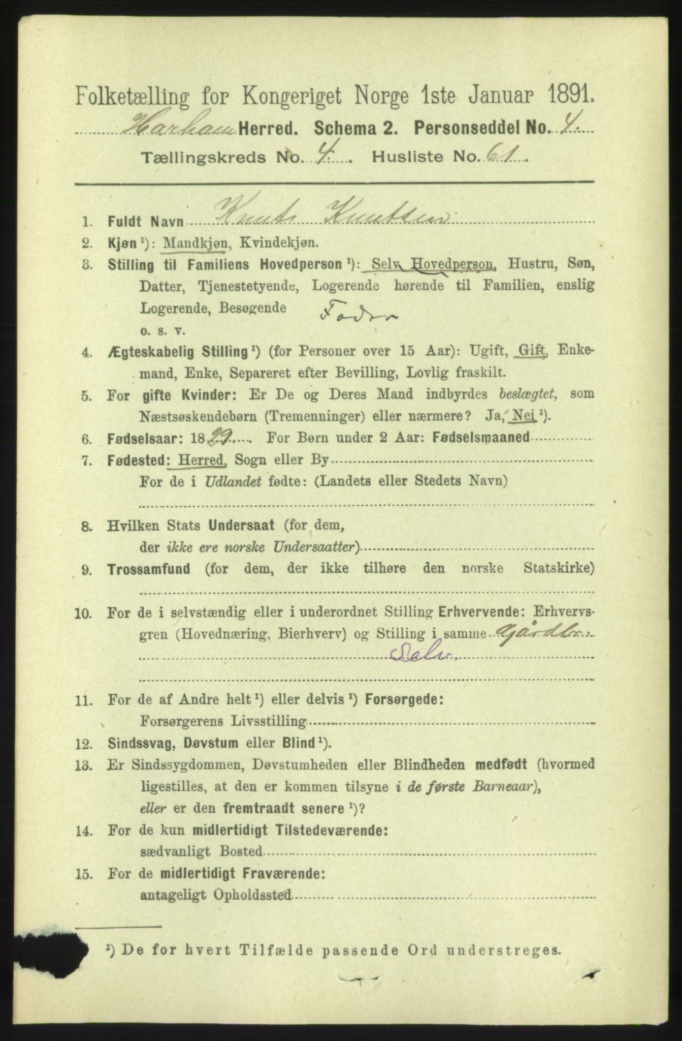 RA, 1891 census for 1534 Haram, 1891, p. 2326