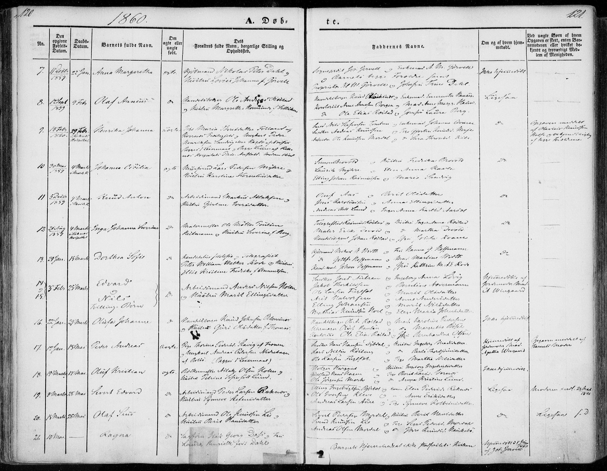 Ministerialprotokoller, klokkerbøker og fødselsregistre - Møre og Romsdal, SAT/A-1454/558/L0689: Parish register (official) no. 558A03, 1843-1872, p. 120-121