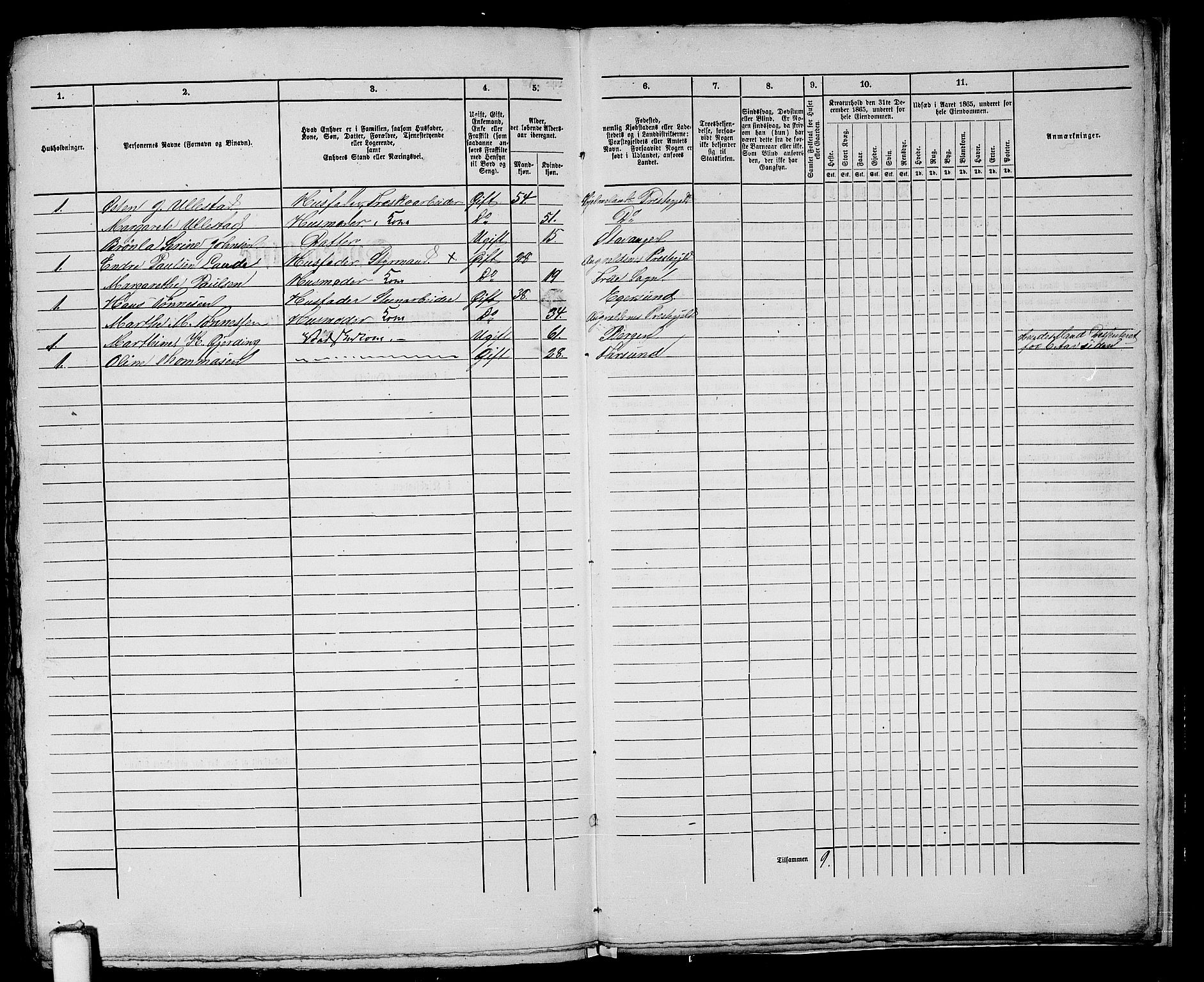 RA, 1865 census for Stavanger, 1865, p. 515