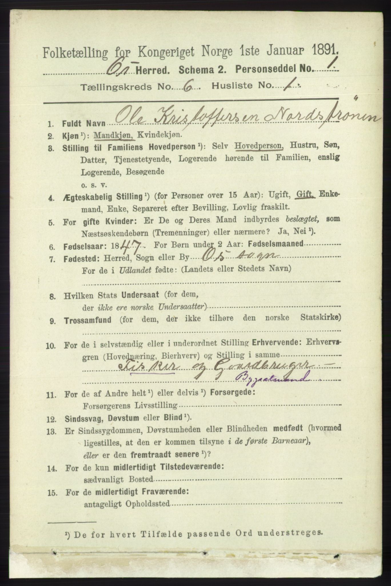 RA, 1891 census for 1243 Os, 1891, p. 1430