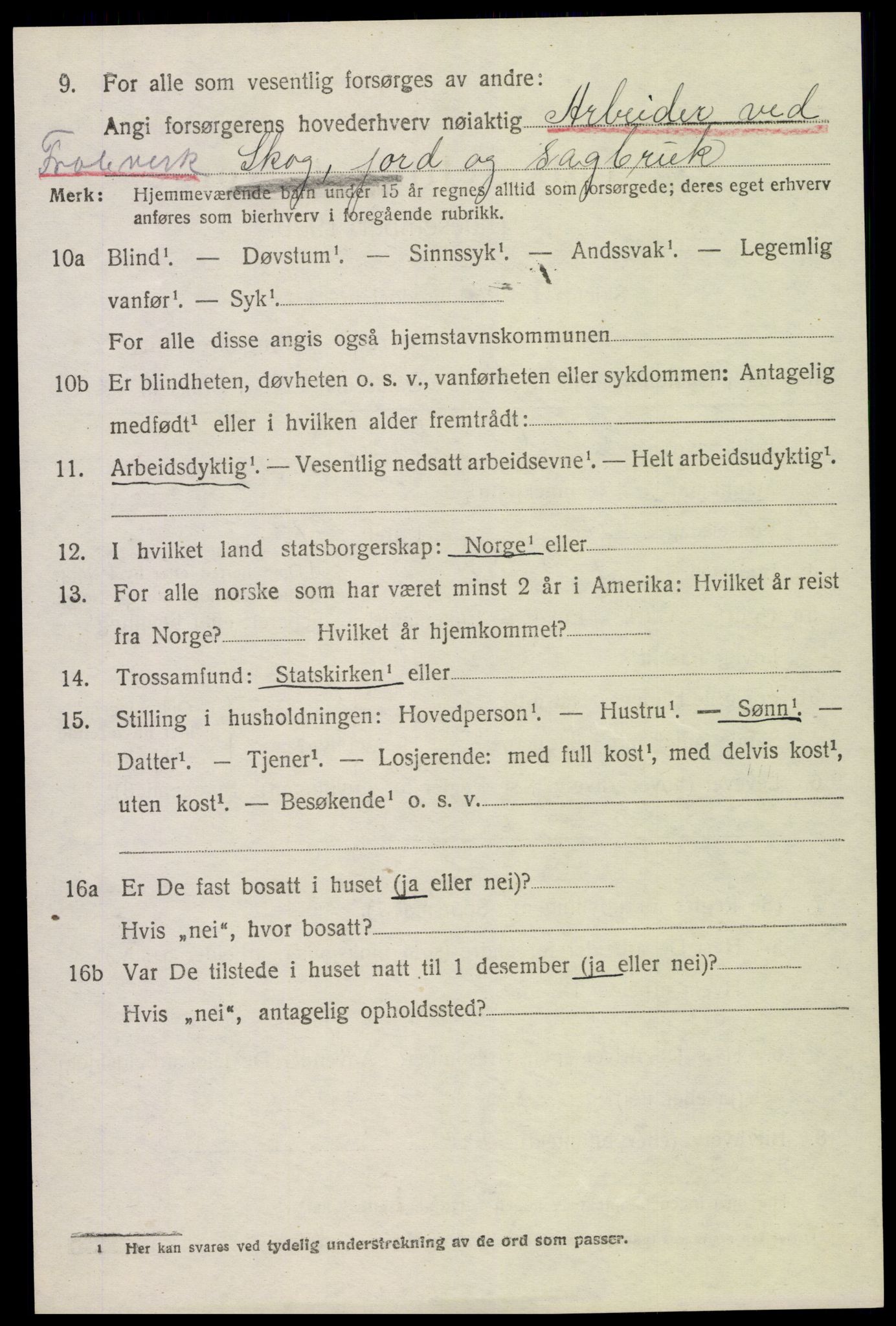 SAK, 1920 census for Froland, 1920, p. 3204