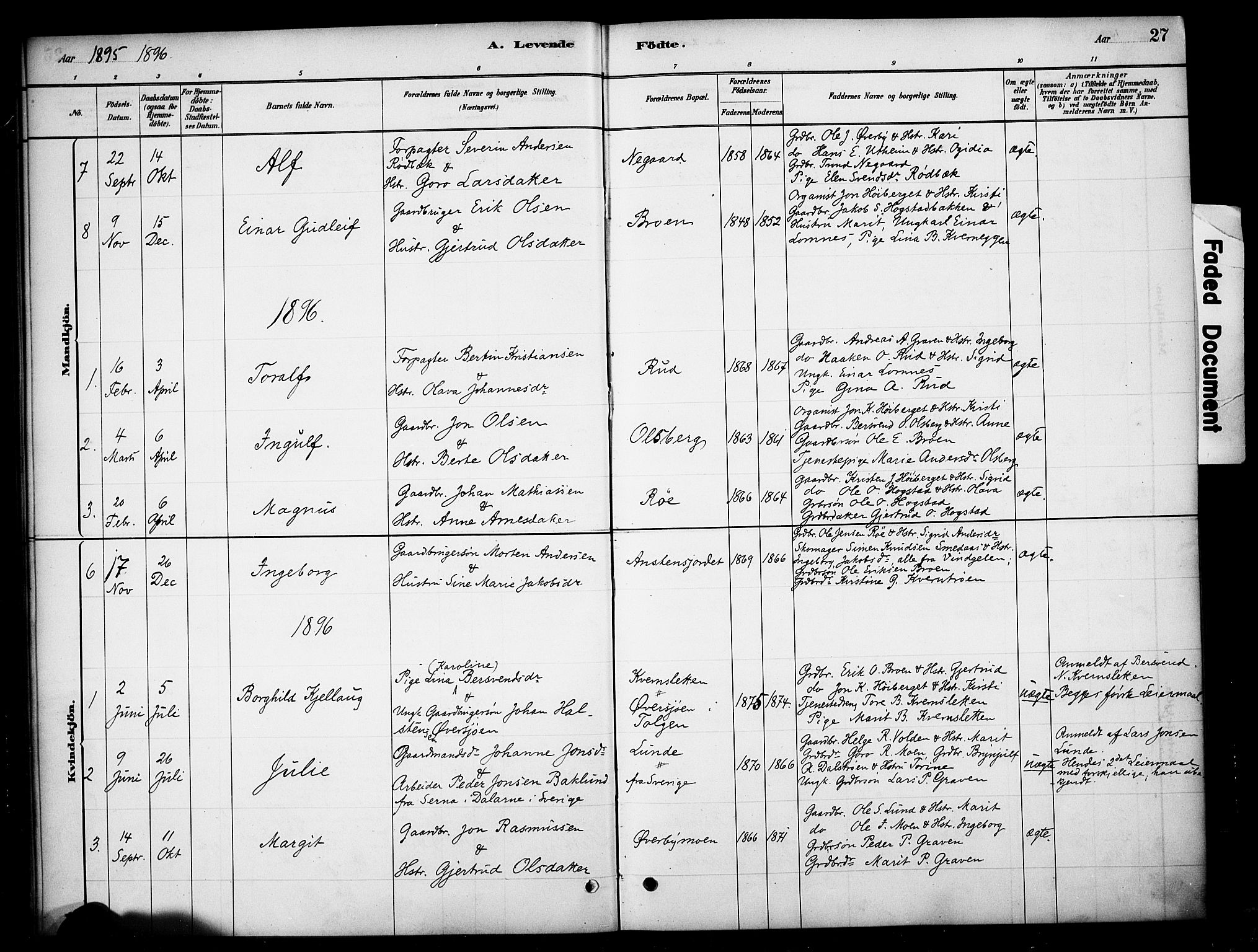 Tynset prestekontor, AV/SAH-PREST-058/H/Ha/Haa/L0023: Parish register (official) no. 23, 1880-1901, p. 27