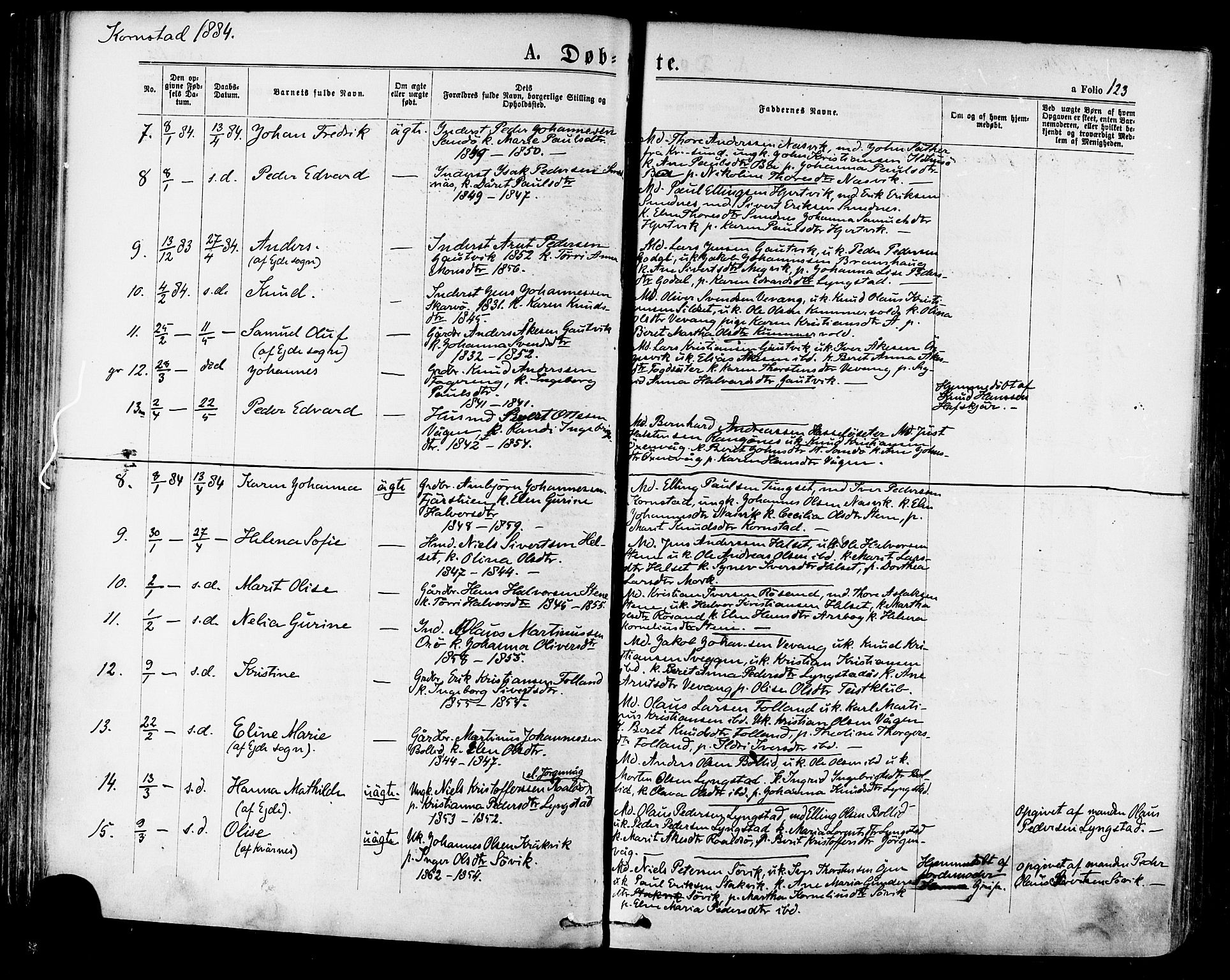 Ministerialprotokoller, klokkerbøker og fødselsregistre - Møre og Romsdal, AV/SAT-A-1454/568/L0806: Parish register (official) no. 568A12 /2, 1878-1884, p. 123