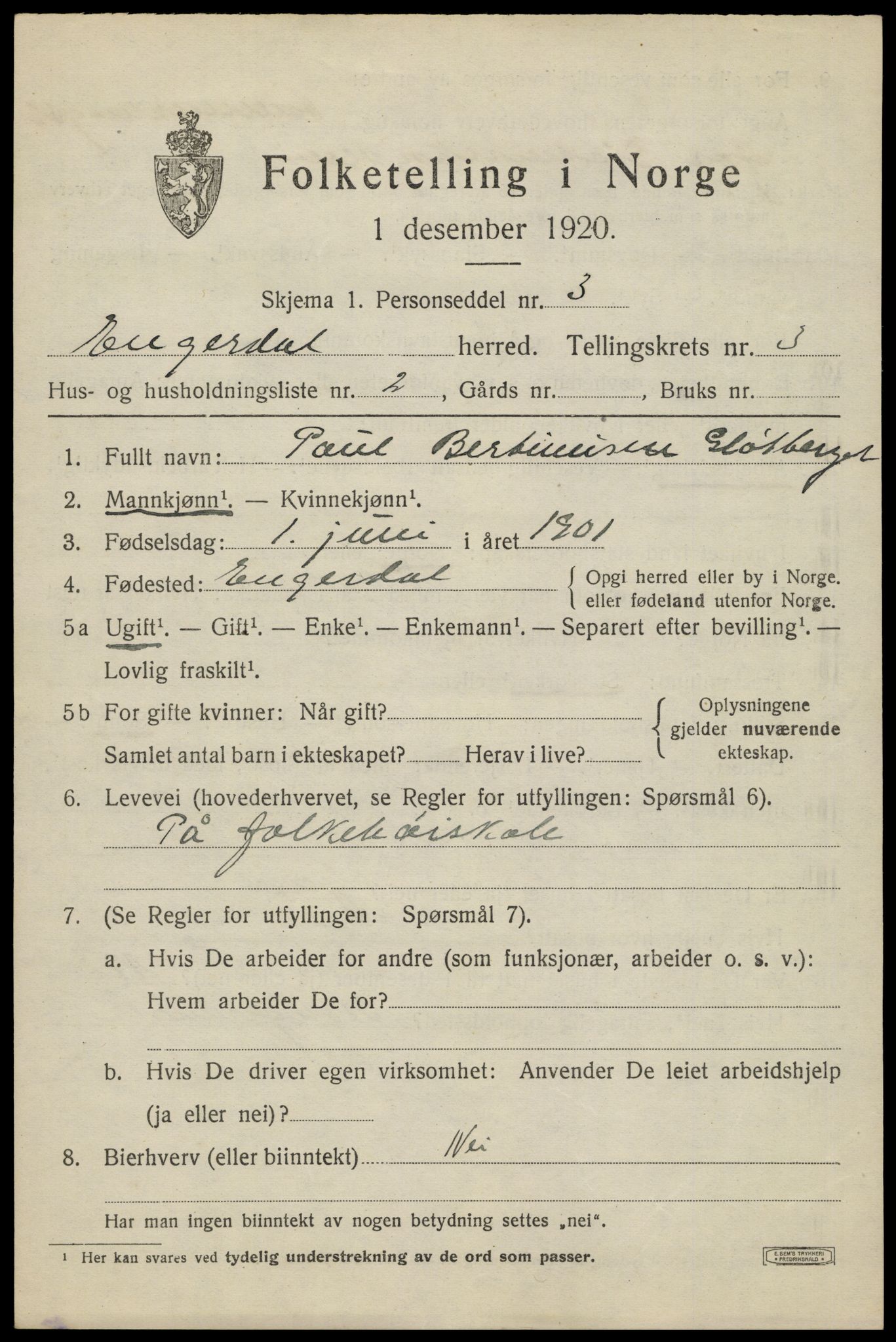 SAH, 1920 census for Engerdal, 1920, p. 1533