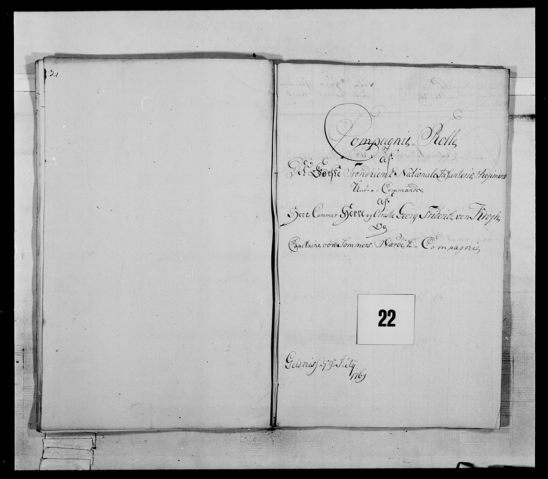 Generalitets- og kommissariatskollegiet, Det kongelige norske kommissariatskollegium, RA/EA-5420/E/Eh/L0070: 1. Trondheimske nasjonale infanteriregiment, 1764-1769, p. 268