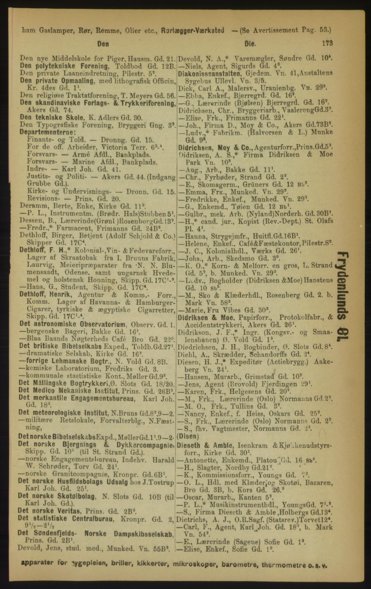 Kristiania/Oslo adressebok, PUBL/-, 1891, p. 173