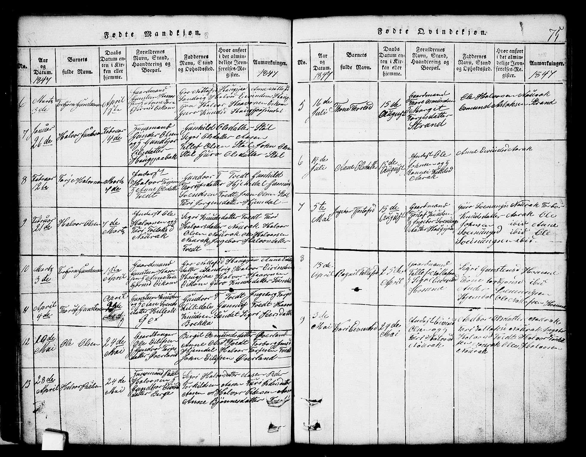 Nissedal kirkebøker, SAKO/A-288/G/Gb/L0001: Parish register (copy) no. II 1, 1814-1862, p. 75