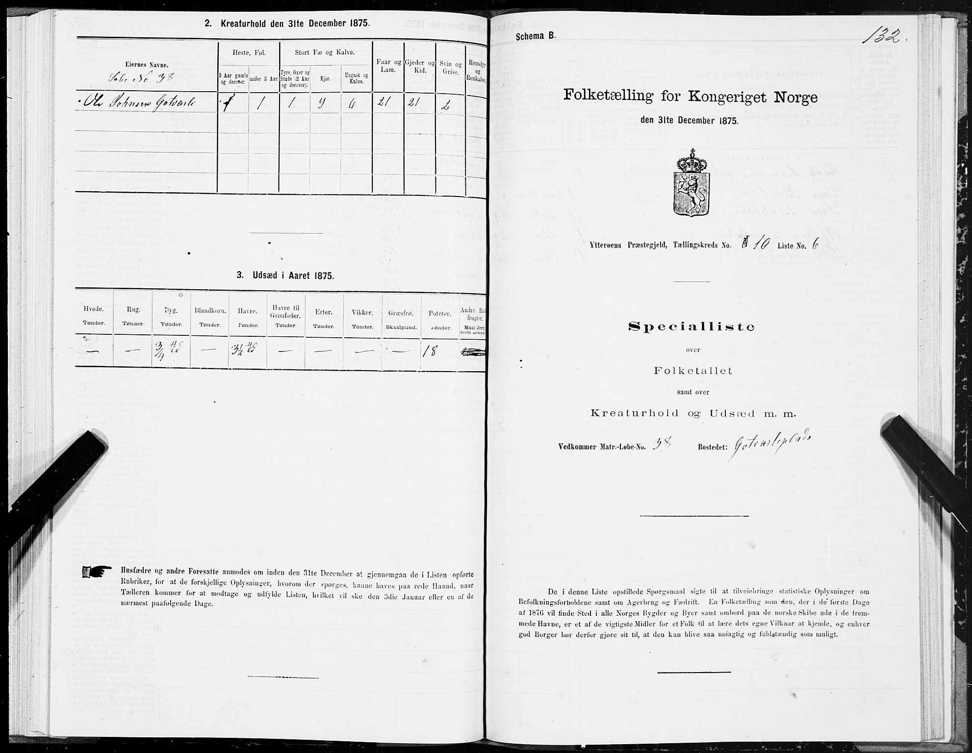 SAT, 1875 census for 1722P Ytterøy, 1875, p. 5132