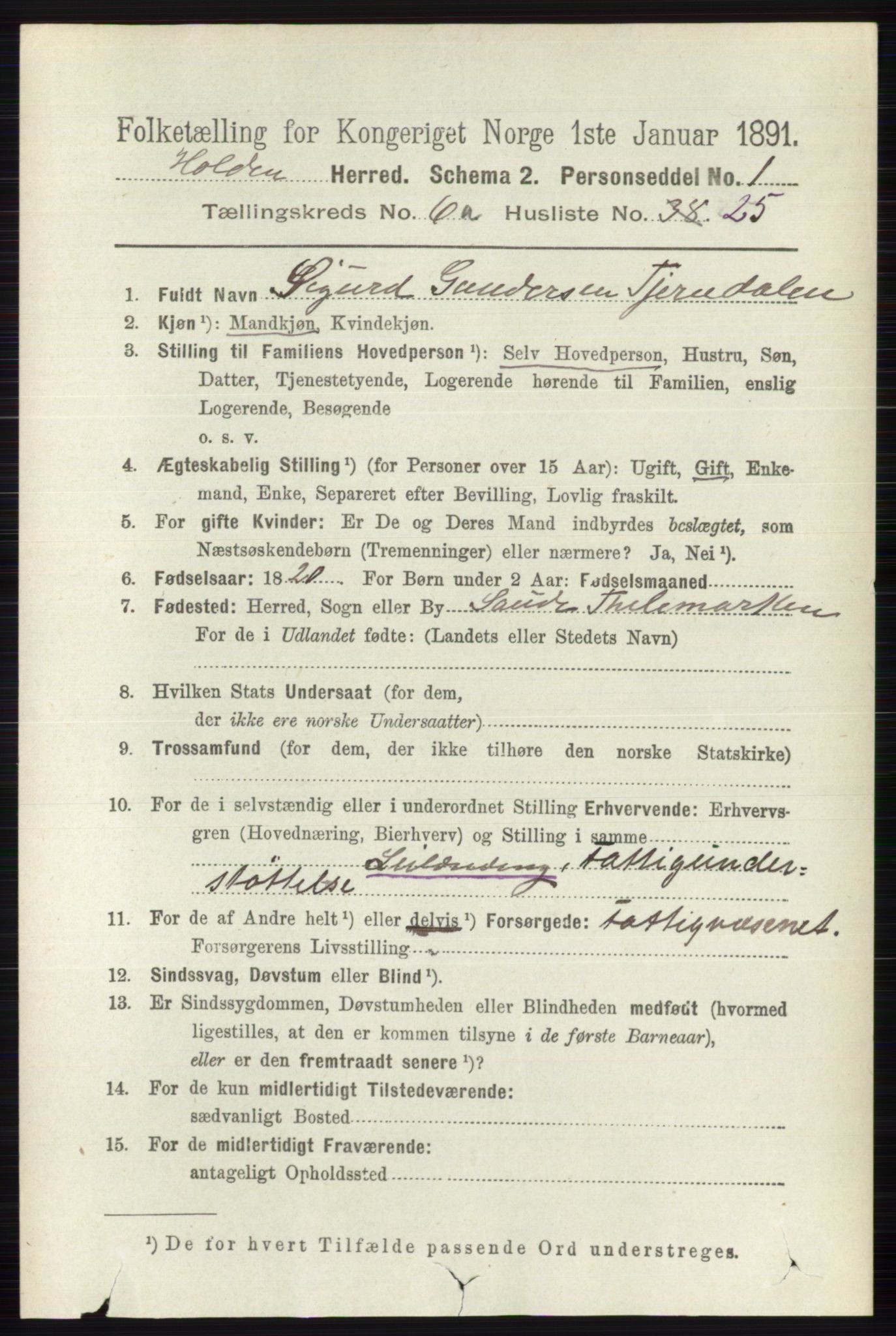 RA, 1891 census for 0819 Holla, 1891, p. 3012