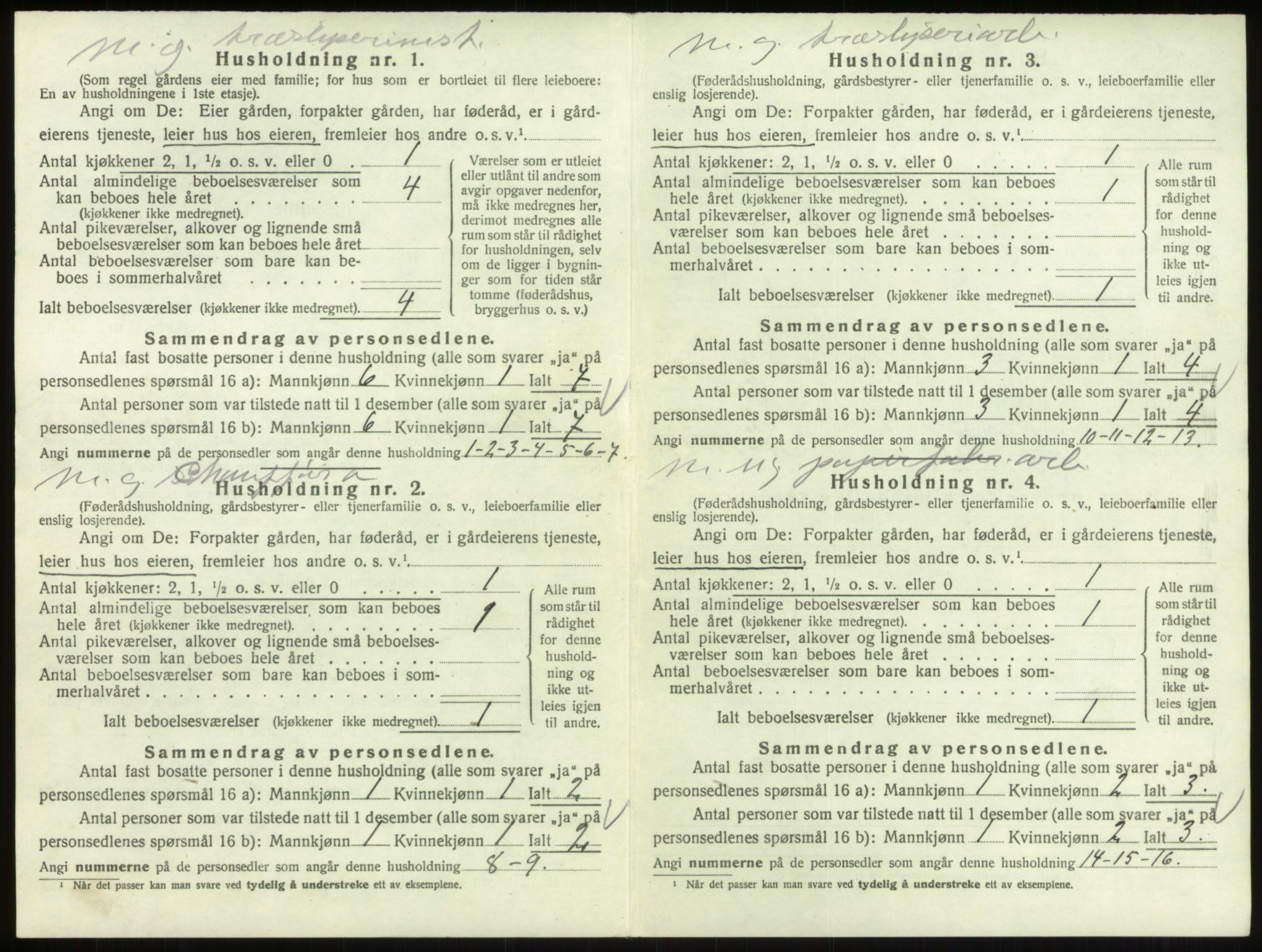 SAO, 1920 census for Berg, 1920, p. 1291