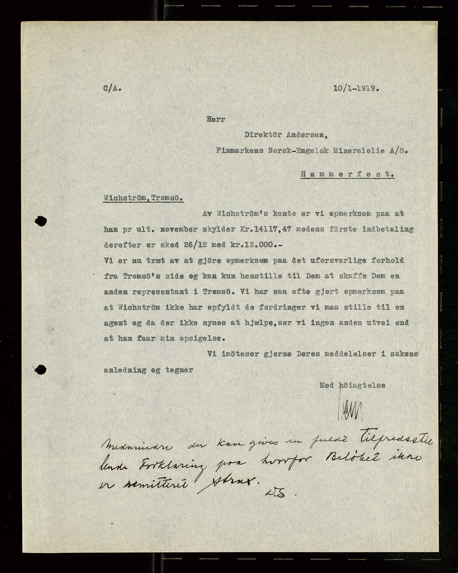 Pa 1521 - A/S Norske Shell, AV/SAST-A-101915/E/Ea/Eaa/L0007: Sjefskorrespondanse, 1919, p. 666