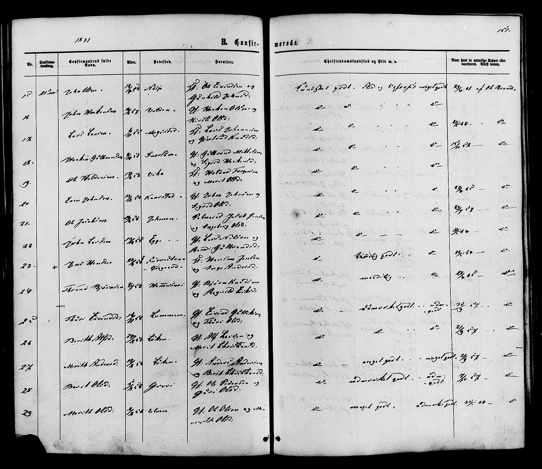 Vestre Slidre prestekontor, SAH/PREST-136/H/Ha/Haa/L0003: Parish register (official) no. 3, 1865-1880, p. 151