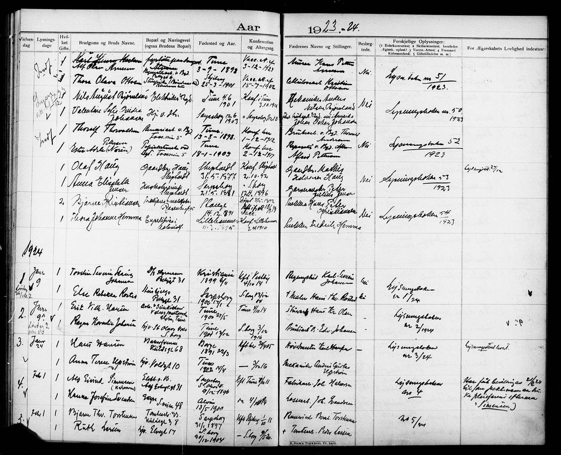 Sarpsborg prestekontor Kirkebøker, AV/SAO-A-2006/H/Ha/L0002: Banns register no. 2, 1904-1925
