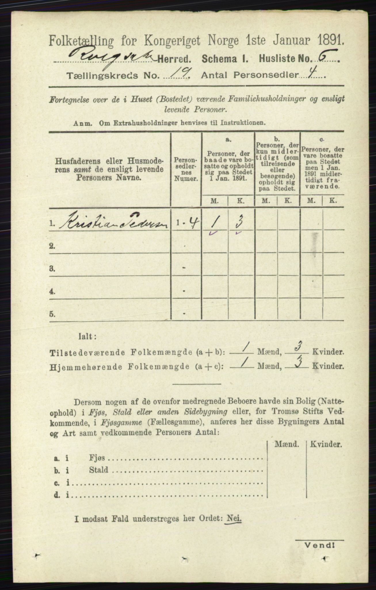 RA, 1891 census for 0412 Ringsaker, 1891, p. 10530