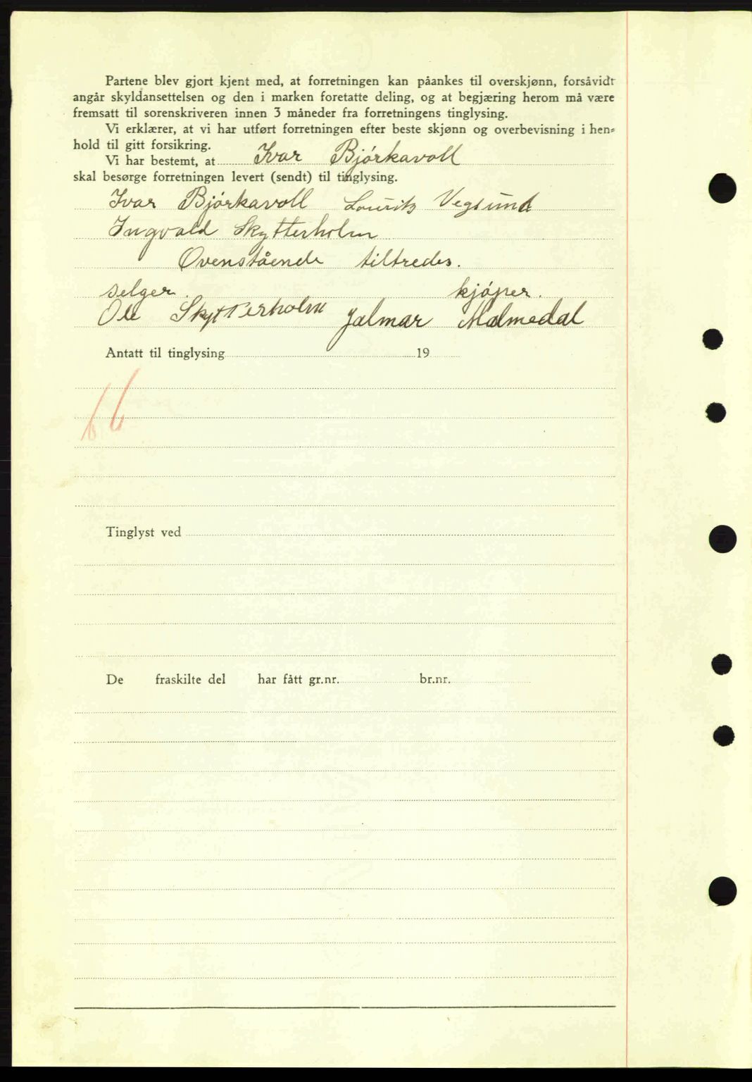 Nordre Sunnmøre sorenskriveri, SAT/A-0006/1/2/2C/2Ca: Mortgage book no. A11, 1941-1941, Diary no: : 758/1941
