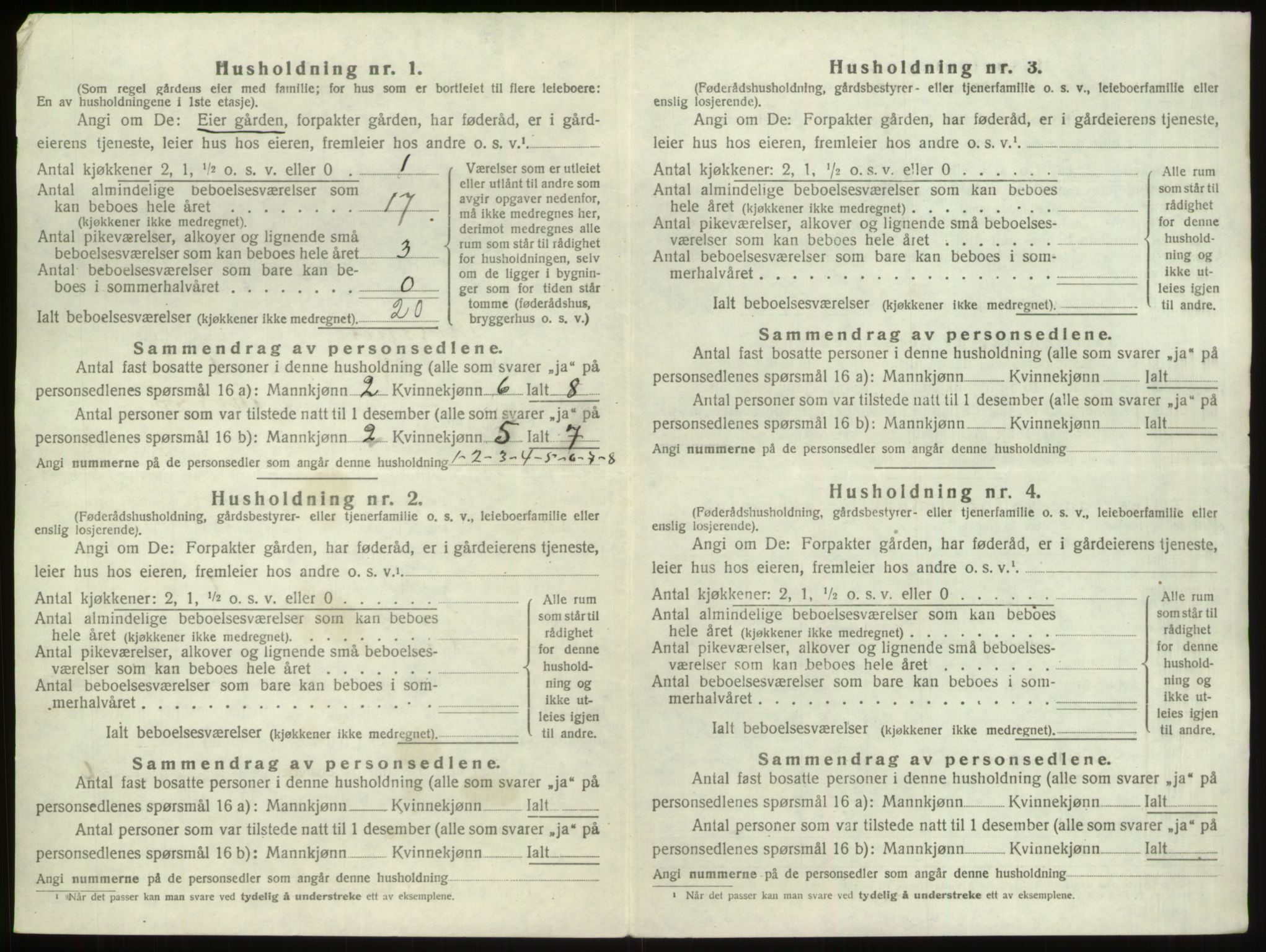 SAO, 1920 census for Torsnes, 1920, p. 396