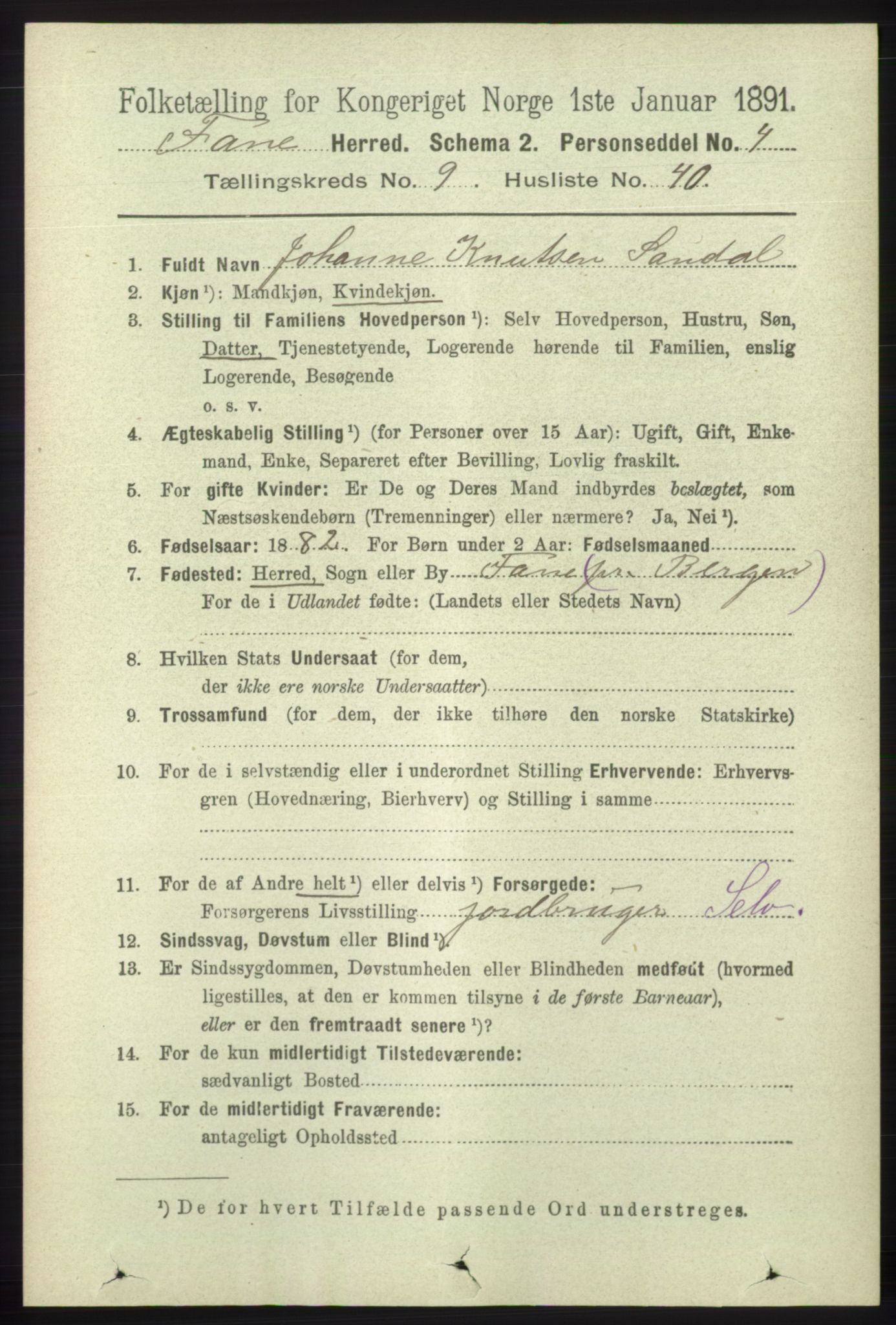 RA, 1891 census for 1249 Fana, 1891, p. 5099