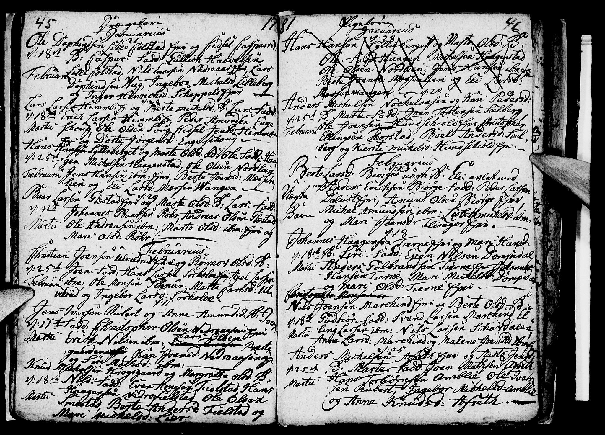 Ringsaker prestekontor, AV/SAH-PREST-014/I/Ia/L0005/0003: Parish register draft no. 5.3, 1780-1784, p. 45-46