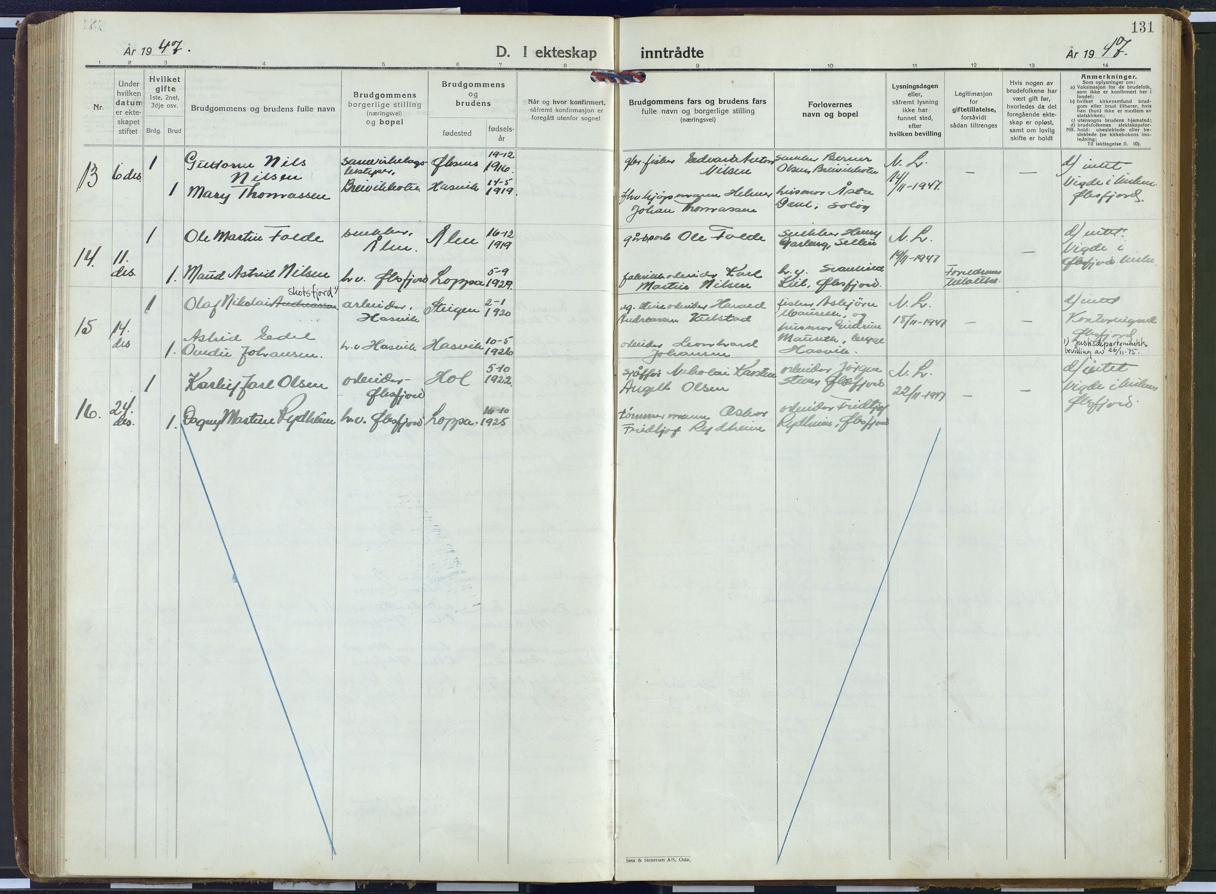 Loppa sokneprestkontor, AV/SATØ-S-1339/H/Ha/L0016kirke: Parish register (official) no. 16, 1942-1952, p. 131