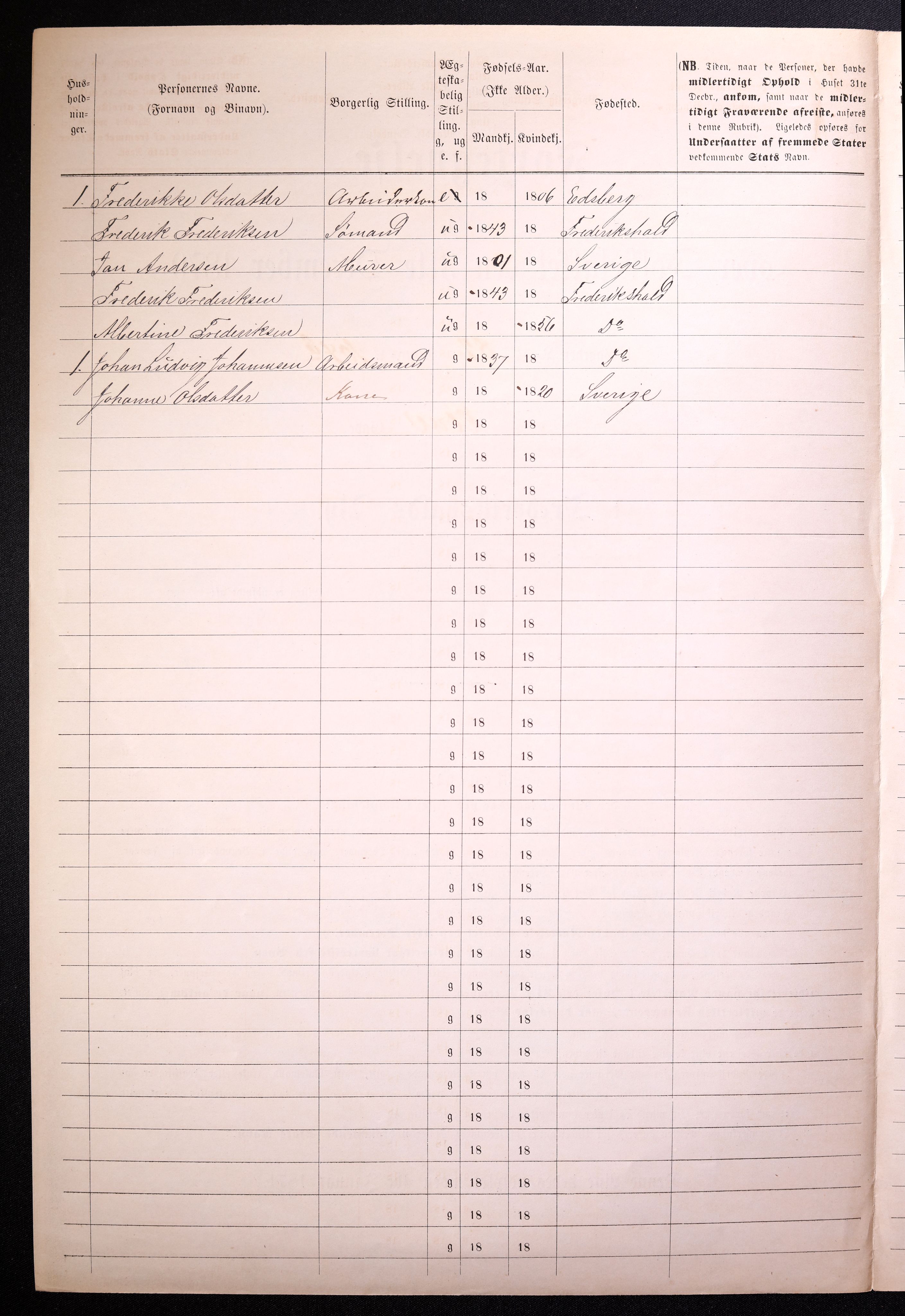 RA, 1870 census for 0101 Fredrikshald, 1870, p. 672