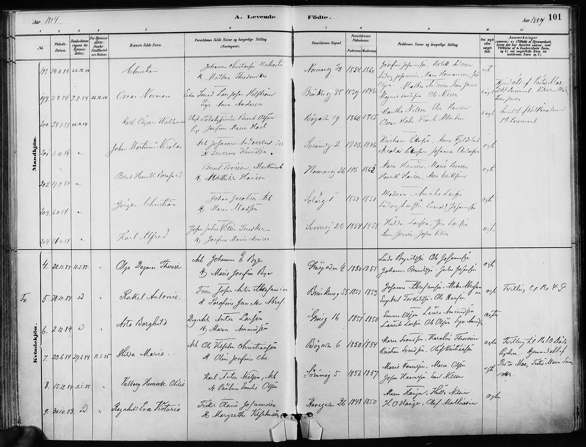 Kampen prestekontor Kirkebøker, AV/SAO-A-10853/F/Fa/L0001: Parish register (official) no. I 1, 1880-1886, p. 101