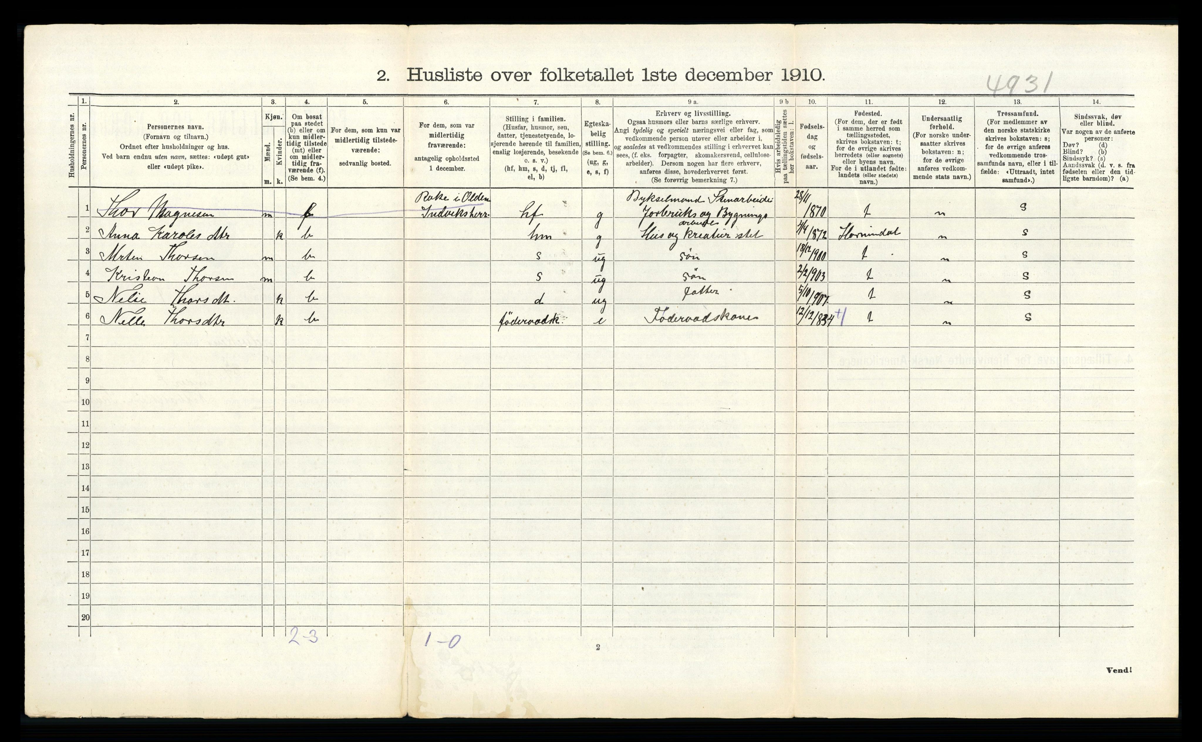 RA, 1910 census for Innvik, 1910, p. 639