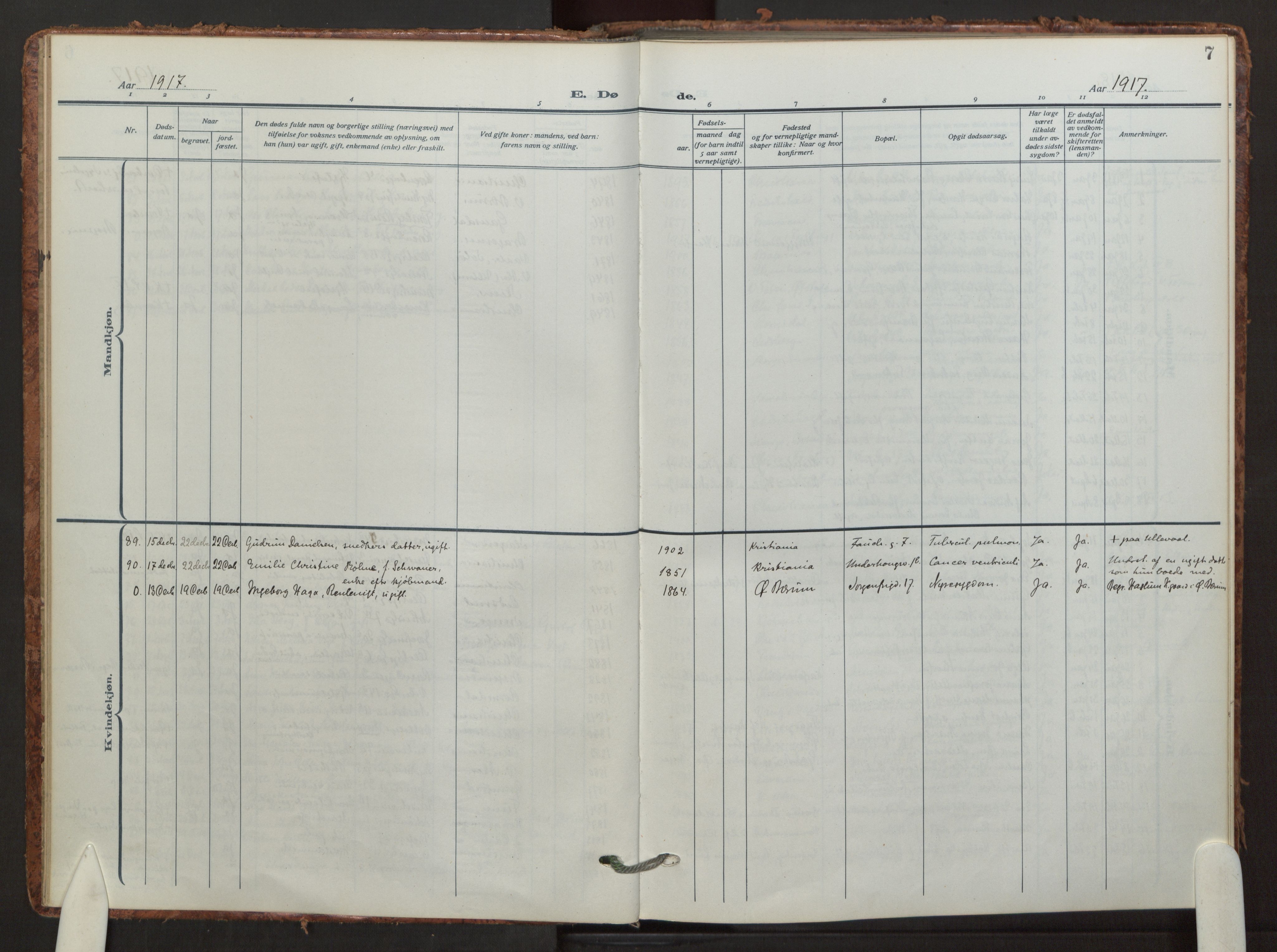 Fagerborg prestekontor Kirkebøker, AV/SAO-A-10844/F/Fa/L0008: Parish register (official) no. 8, 1917-1938, p. 7