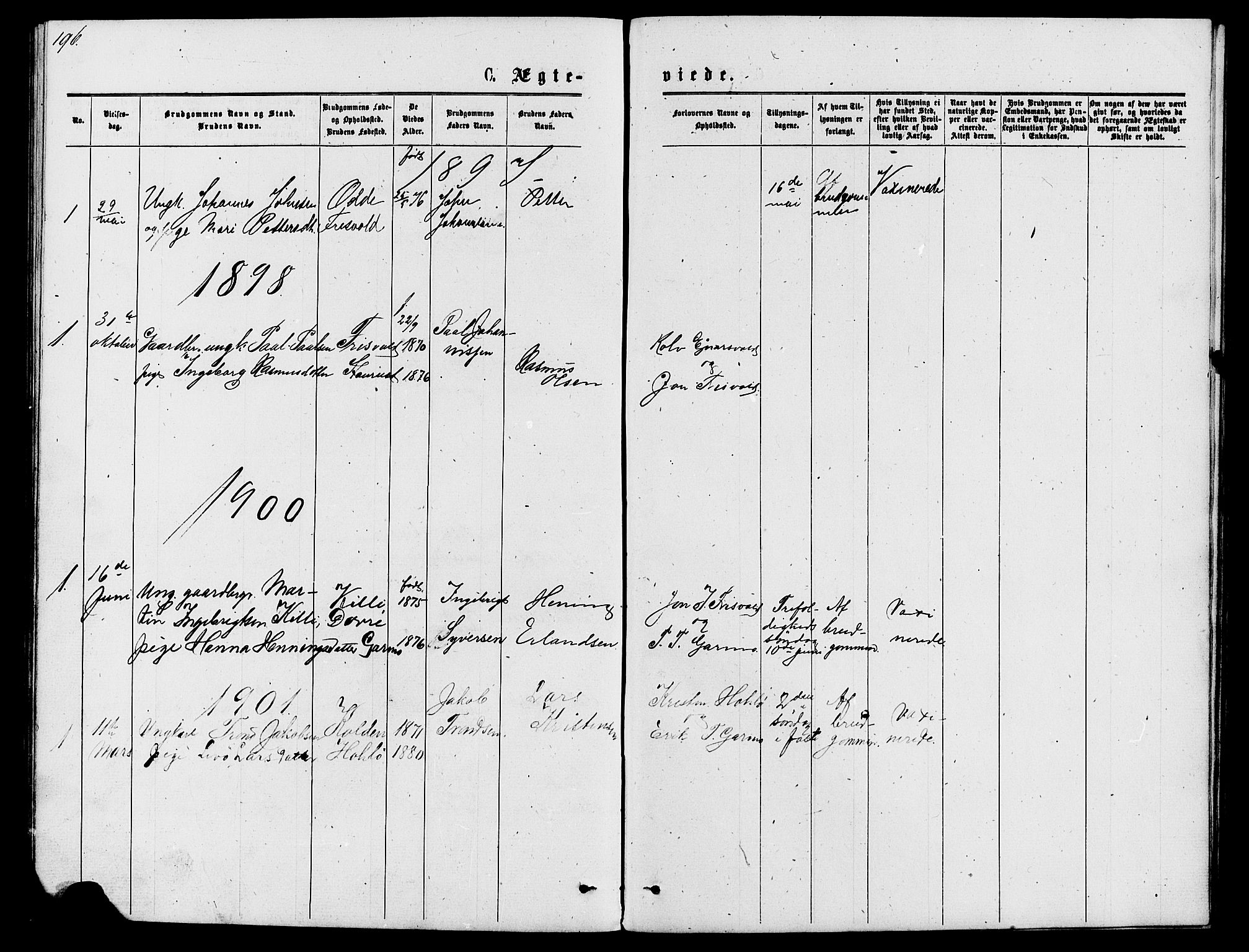 Lom prestekontor, SAH/PREST-070/L/L0005: Parish register (copy) no. 5, 1876-1901, p. 196-197