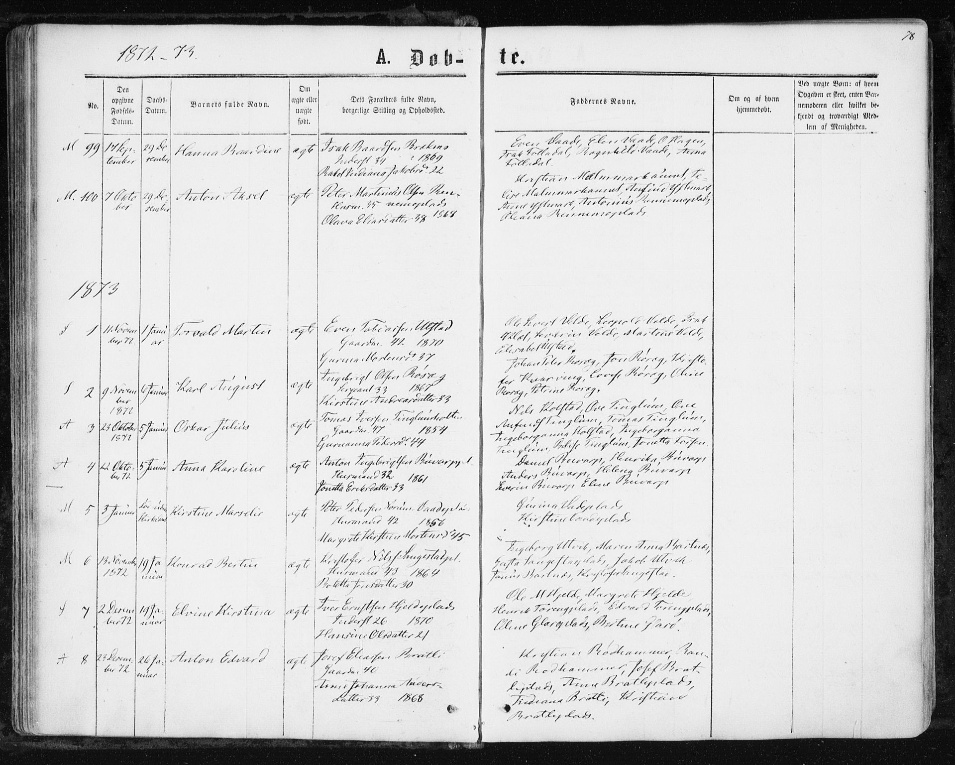 Ministerialprotokoller, klokkerbøker og fødselsregistre - Nord-Trøndelag, SAT/A-1458/741/L0394: Parish register (official) no. 741A08, 1864-1877, p. 78