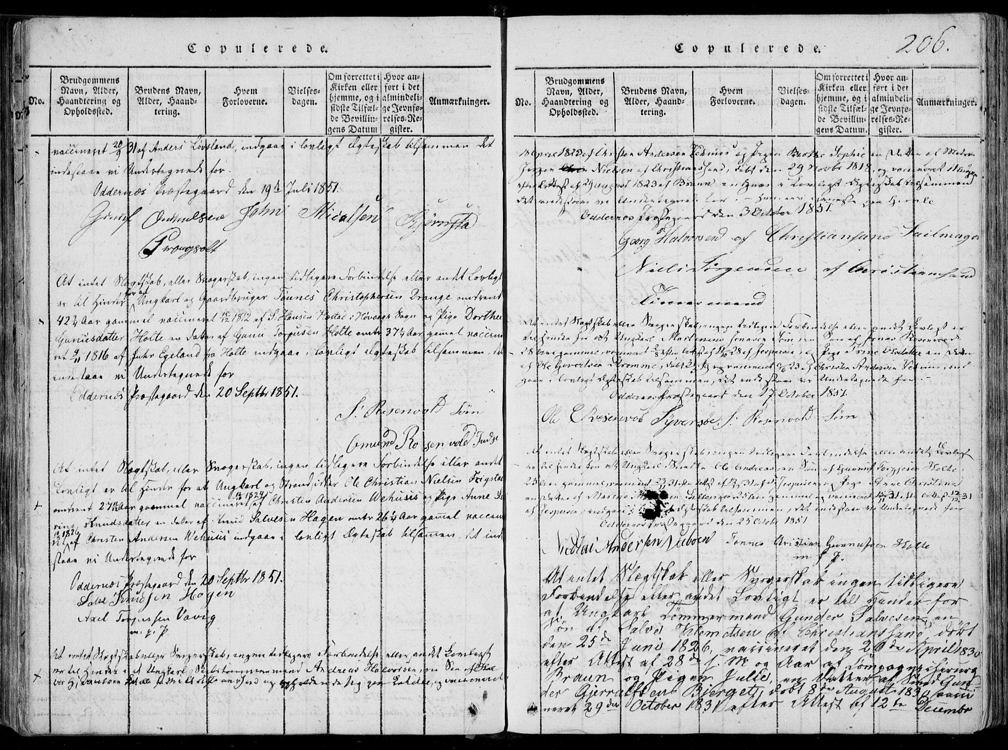 Oddernes sokneprestkontor, AV/SAK-1111-0033/F/Fa/Faa/L0005: Parish register (official) no. A 5, 1820-1838, p. 206