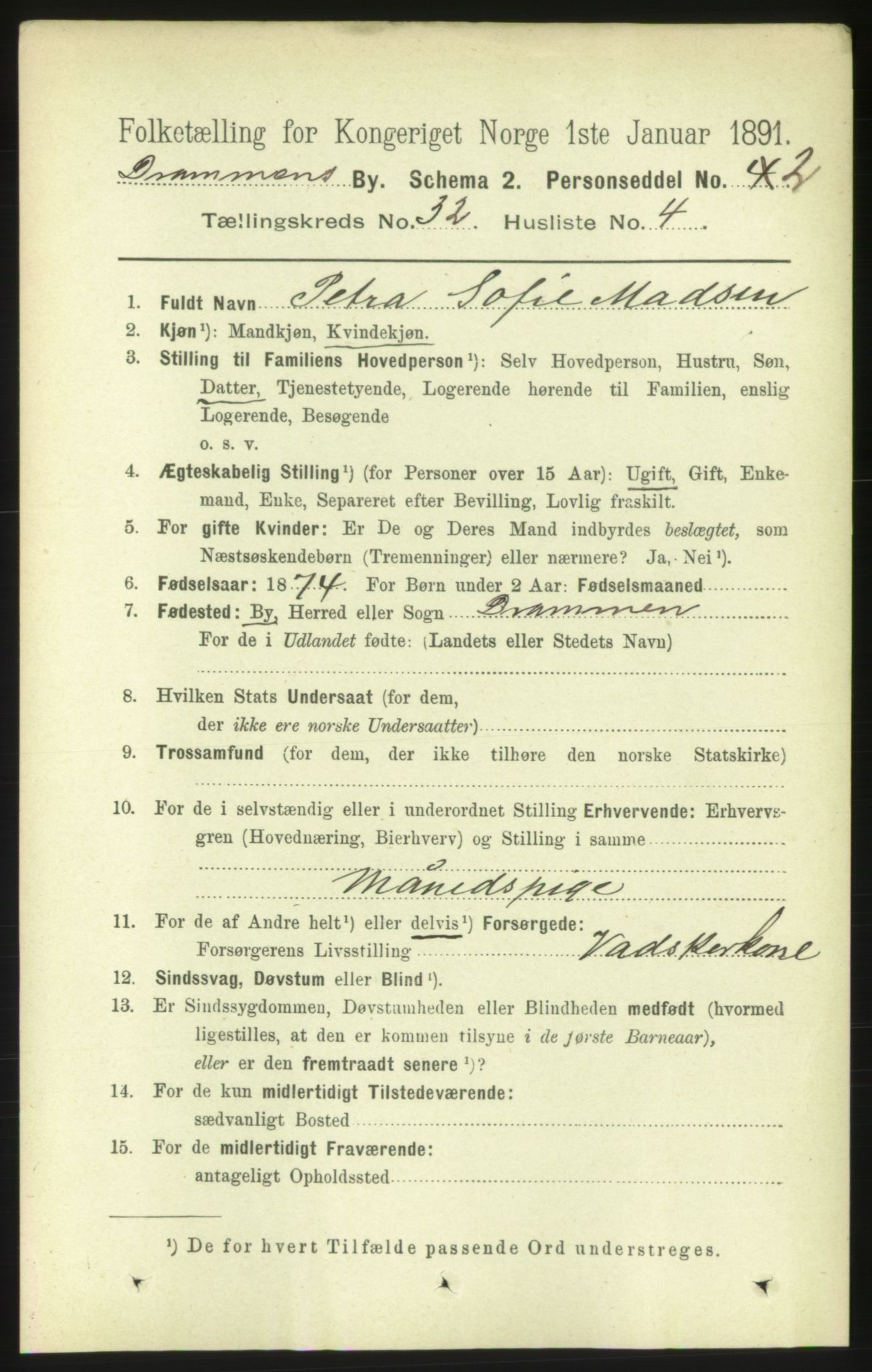 RA, 1891 census for 0602 Drammen, 1891, p. 19299