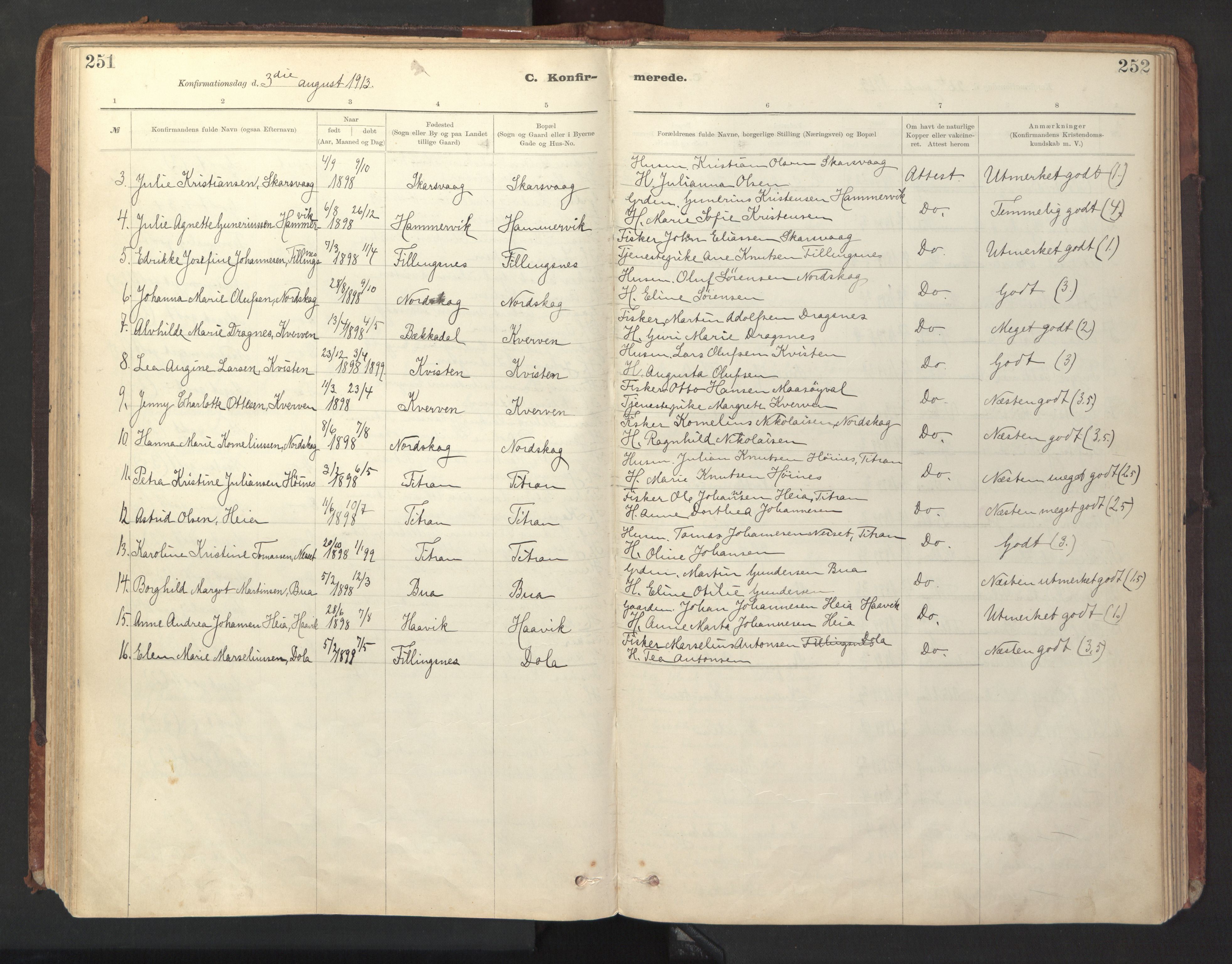 Ministerialprotokoller, klokkerbøker og fødselsregistre - Sør-Trøndelag, SAT/A-1456/641/L0596: Parish register (official) no. 641A02, 1898-1915, p. 251-252