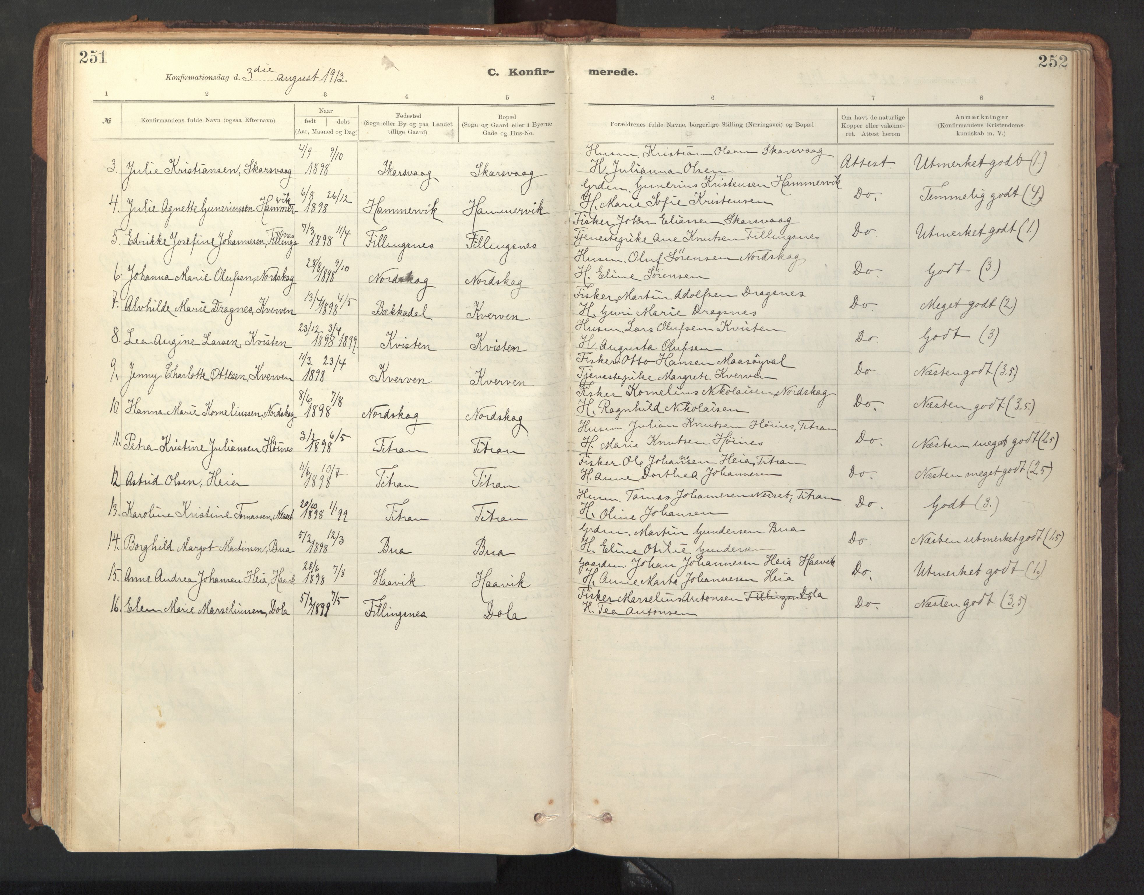 Ministerialprotokoller, klokkerbøker og fødselsregistre - Sør-Trøndelag, AV/SAT-A-1456/641/L0596: Parish register (official) no. 641A02, 1898-1915, p. 251-252