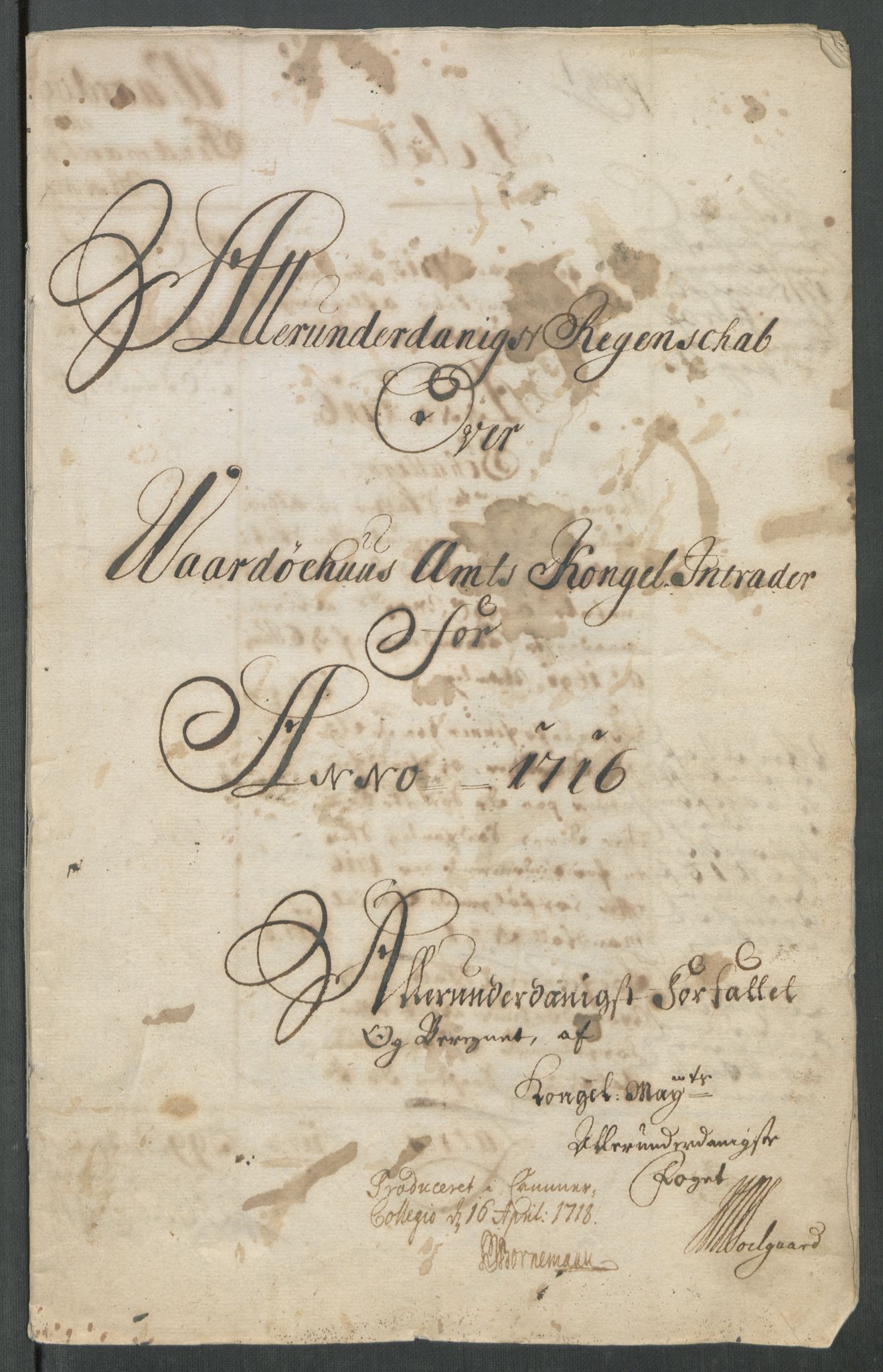 Rentekammeret inntil 1814, Reviderte regnskaper, Fogderegnskap, RA/EA-4092/R69/L4857: Fogderegnskap Finnmark/Vardøhus, 1716-1718, p. 4