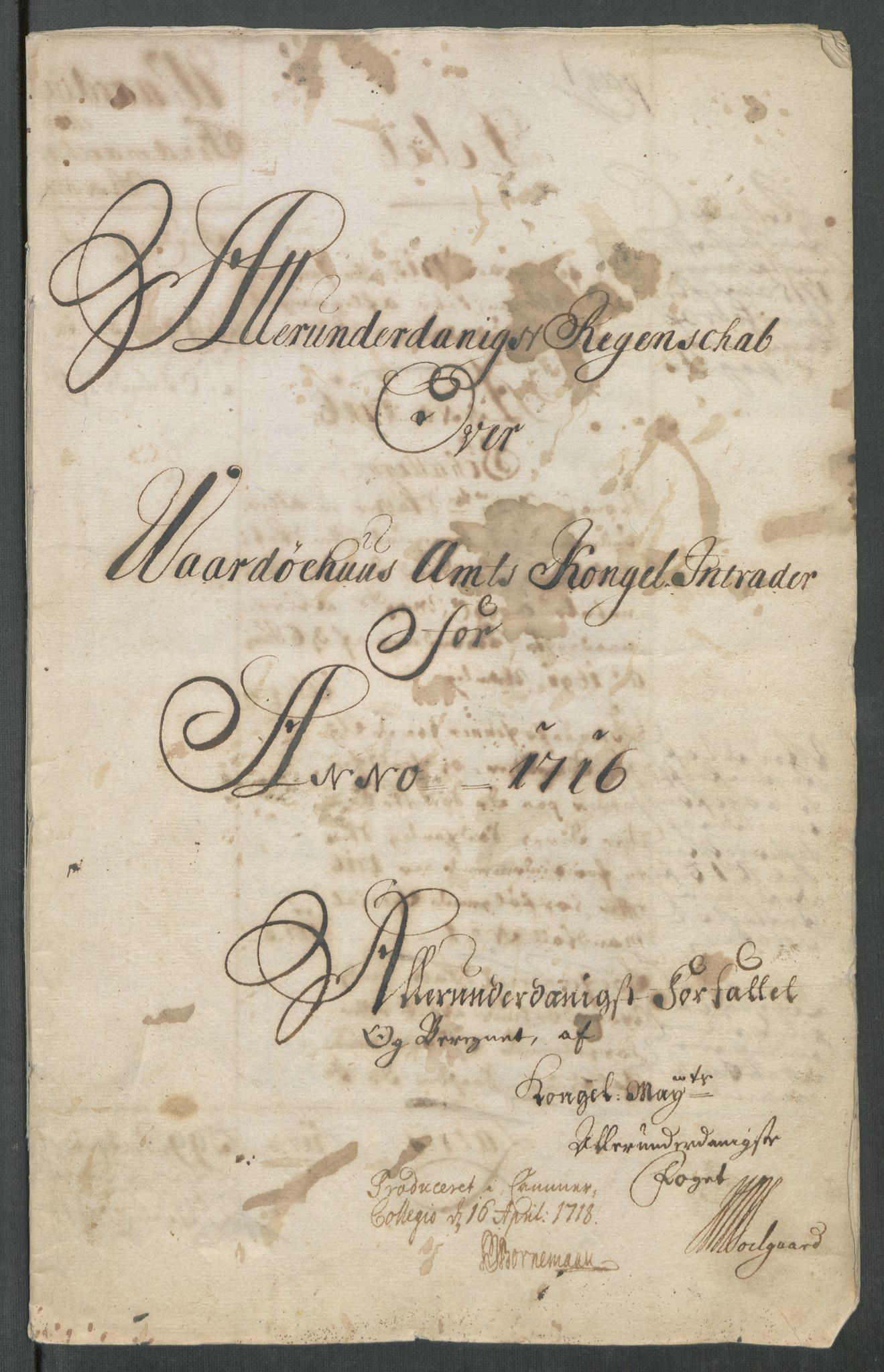 Rentekammeret inntil 1814, Reviderte regnskaper, Fogderegnskap, AV/RA-EA-4092/R69/L4857: Fogderegnskap Finnmark/Vardøhus, 1716-1718, p. 4