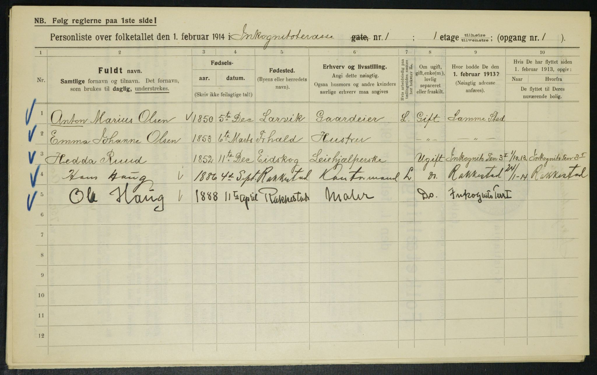 OBA, Municipal Census 1914 for Kristiania, 1914, p. 44353