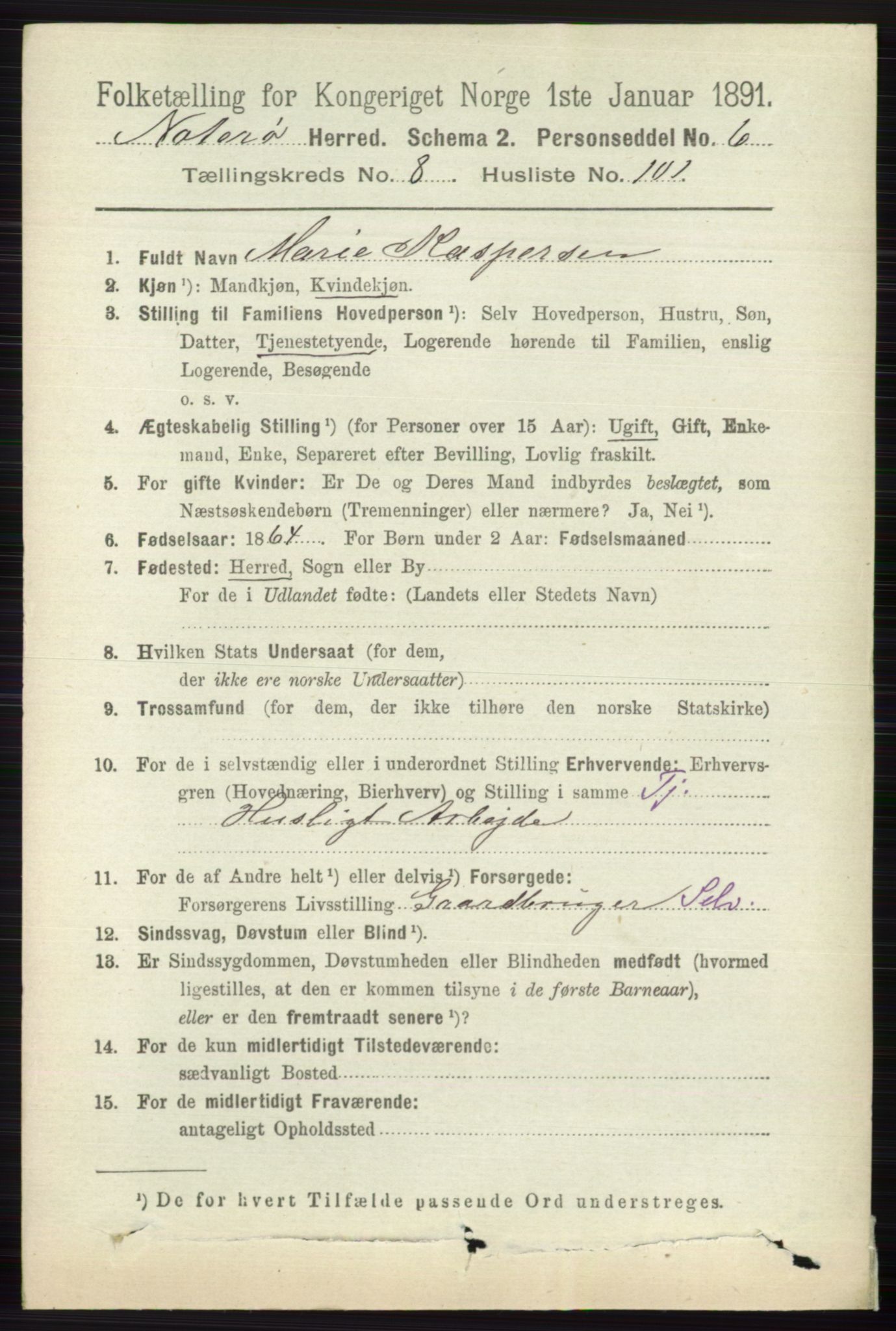 RA, 1891 census for 0722 Nøtterøy, 1891, p. 4452