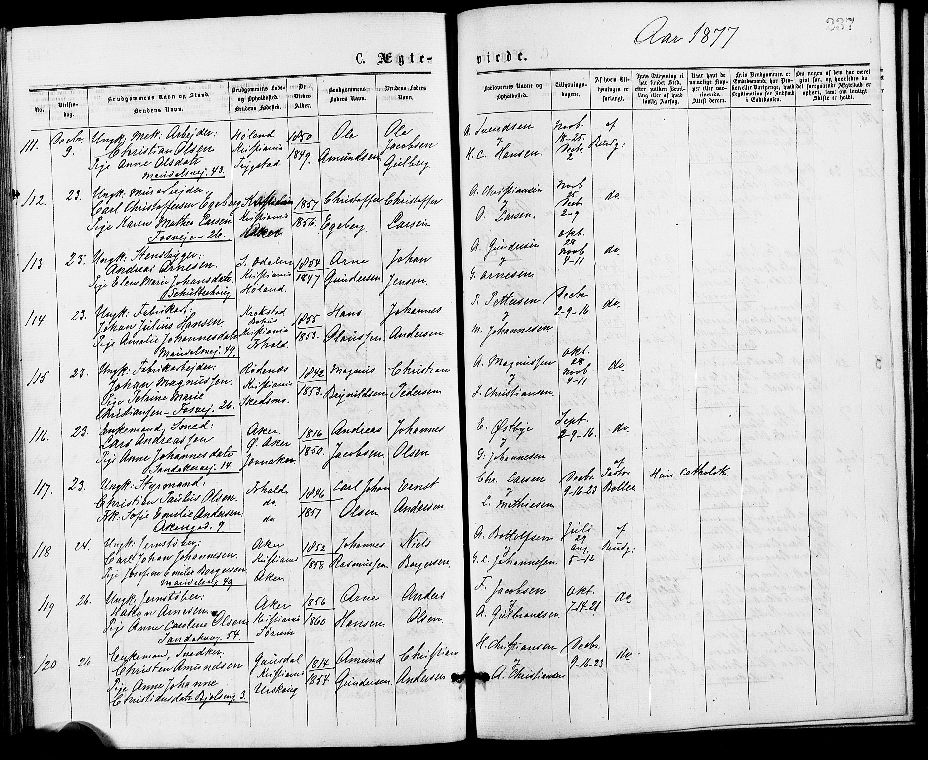 Gamle Aker prestekontor Kirkebøker, SAO/A-10617a/G/L0004: Parish register (copy) no. 4, 1875-1879, p. 237