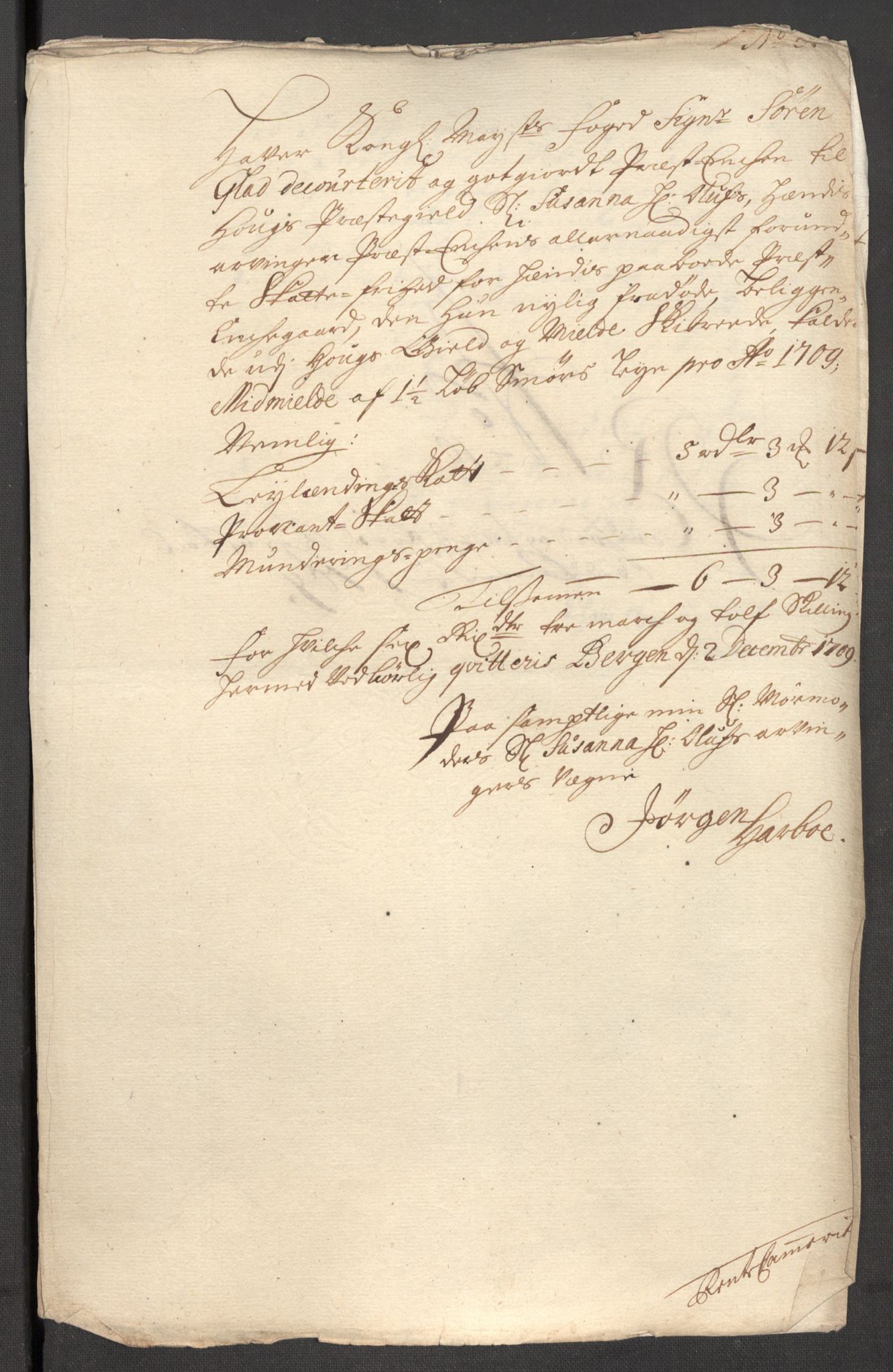 Rentekammeret inntil 1814, Reviderte regnskaper, Fogderegnskap, AV/RA-EA-4092/R51/L3190: Fogderegnskap Nordhordland og Voss, 1709, p. 201