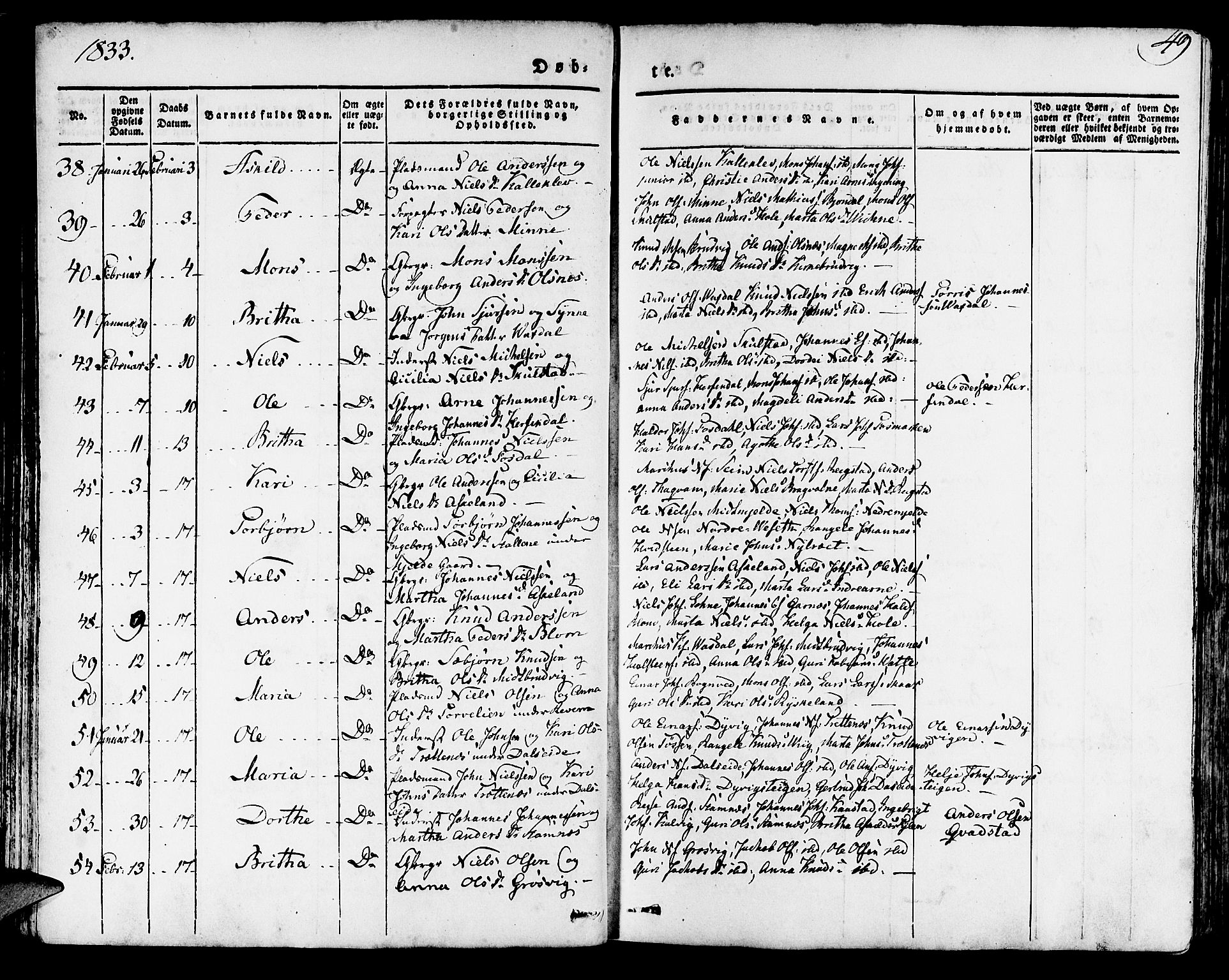 Haus sokneprestembete, AV/SAB-A-75601/H/Haa: Parish register (official) no. A 14, 1827-1838, p. 49