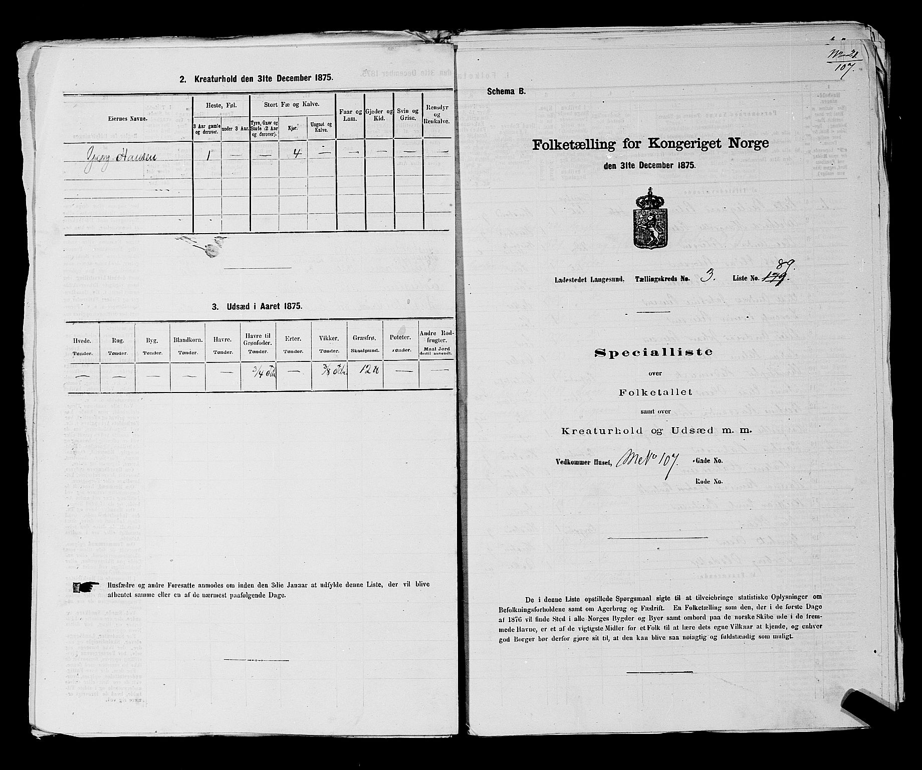 SAKO, 1875 census for 0802B Bamble/Langesund, 1875, p. 198