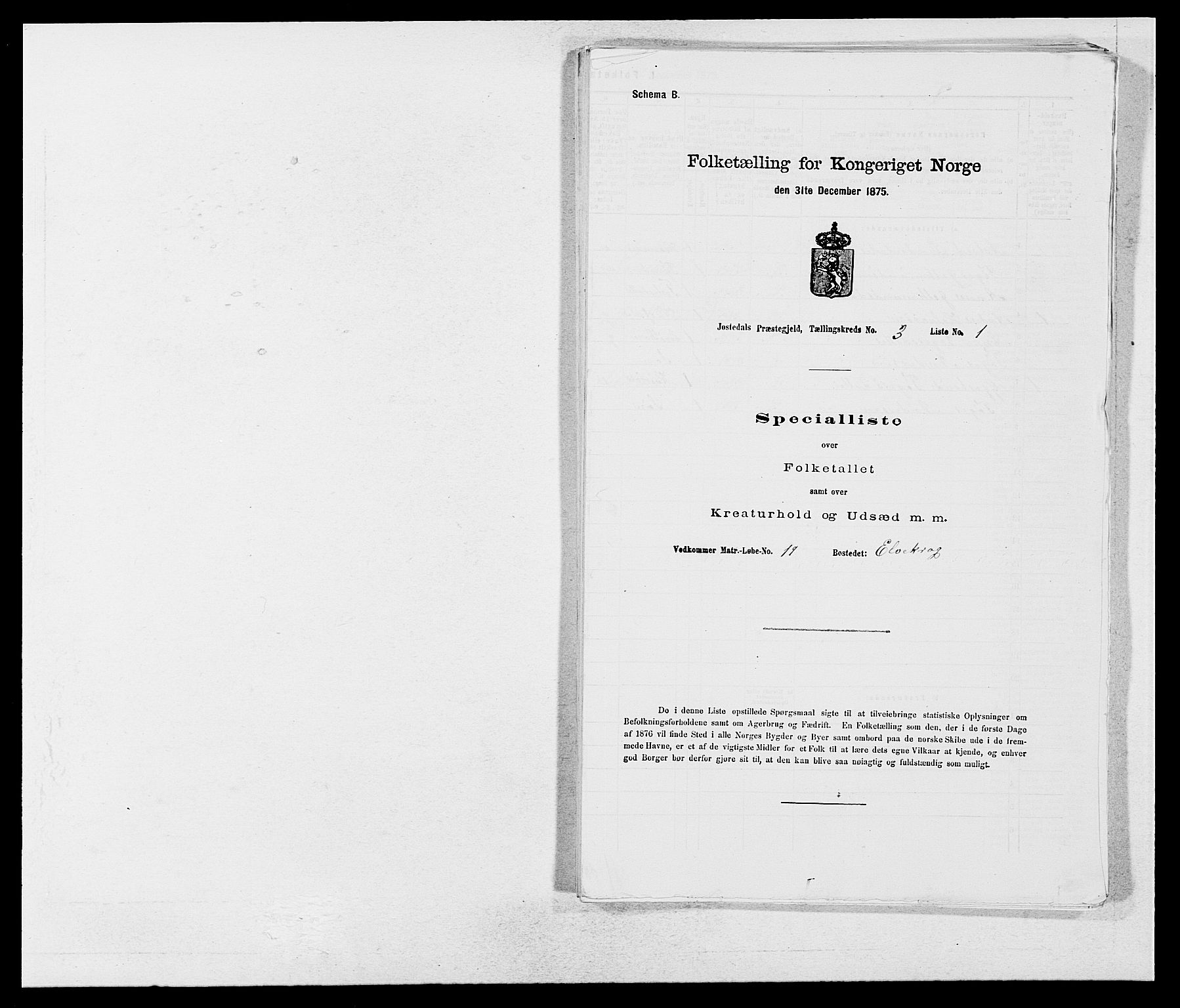 SAB, 1875 census for 1427P Jostedal, 1875, p. 147