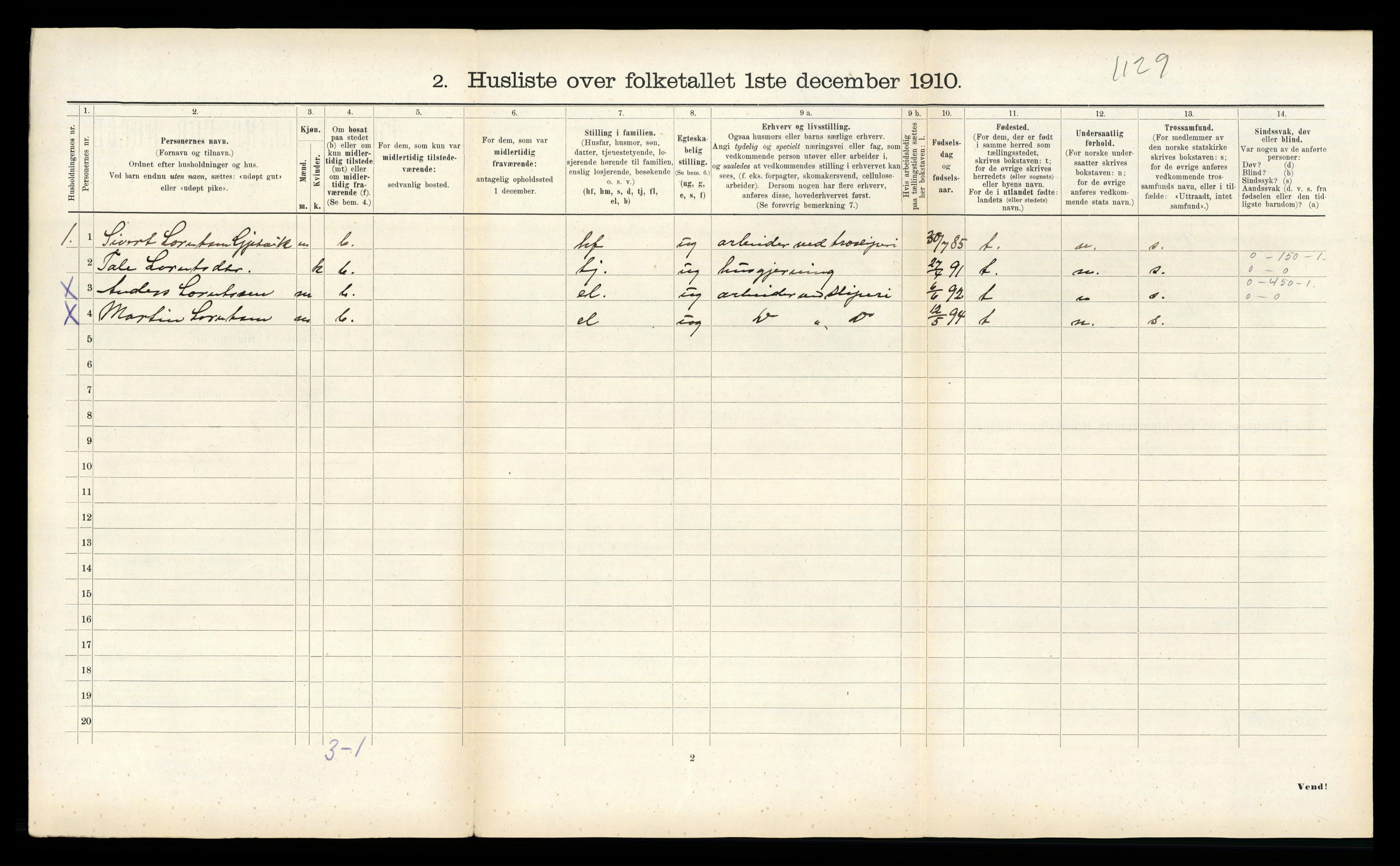 RA, 1910 census for Verran, 1910, p. 492