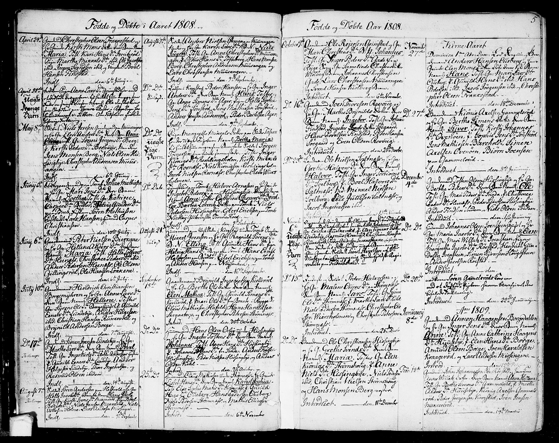 Råde prestekontor kirkebøker, SAO/A-2009/F/Fa/L0003: Parish register (official) no. 3, 1806-1814, p. 5