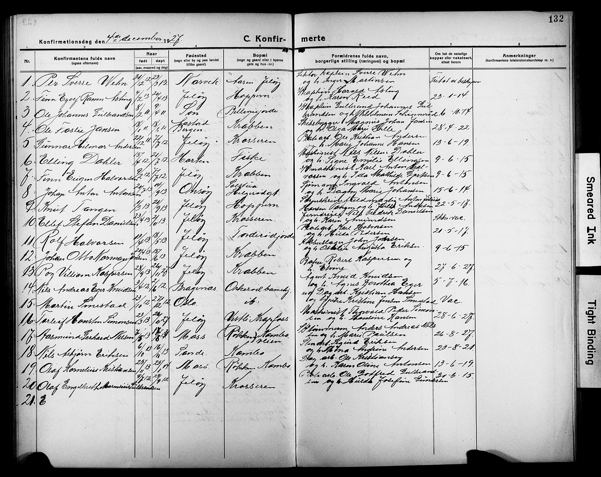 Moss prestekontor Kirkebøker, AV/SAO-A-2003/G/Gb/L0004: Parish register (copy) no. II 4, 1920-1932, p. 132