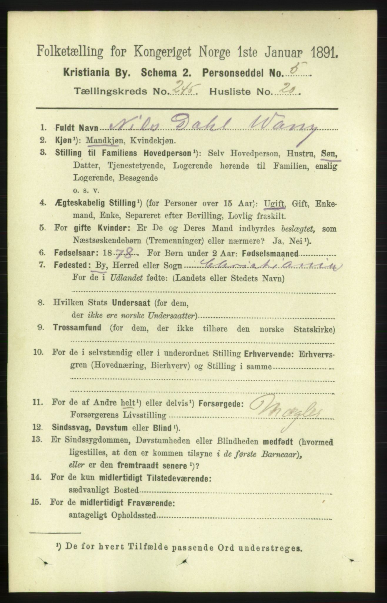 RA, 1891 census for 0301 Kristiania, 1891, p. 149878