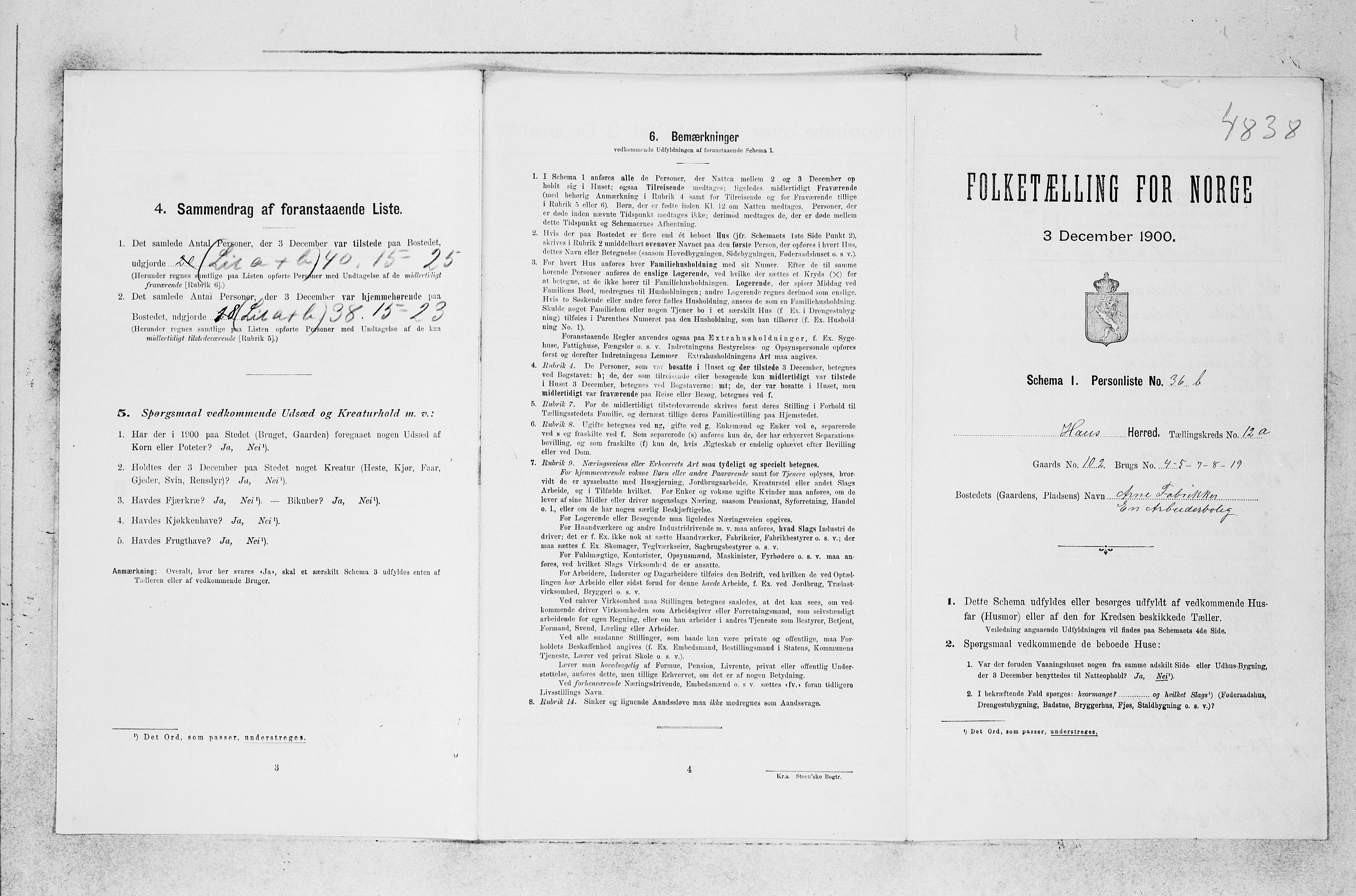 SAB, 1900 census for Haus, 1900, p. 1327