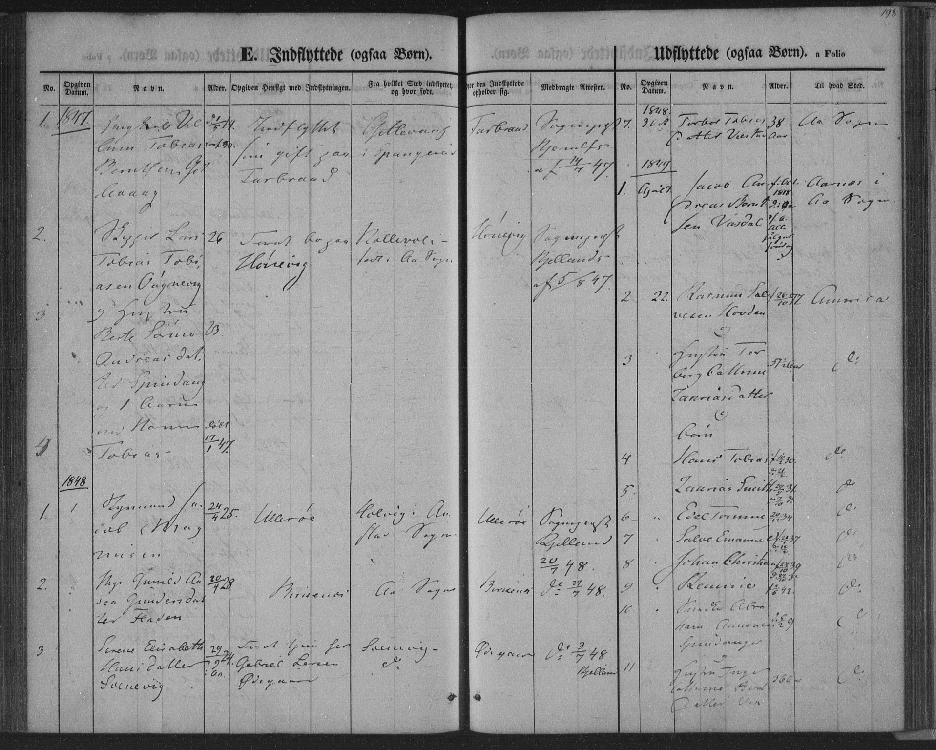 Herad sokneprestkontor, SAK/1111-0018/F/Fa/Fab/L0003: Parish register (official) no. A 3, 1844-1853, p. 198